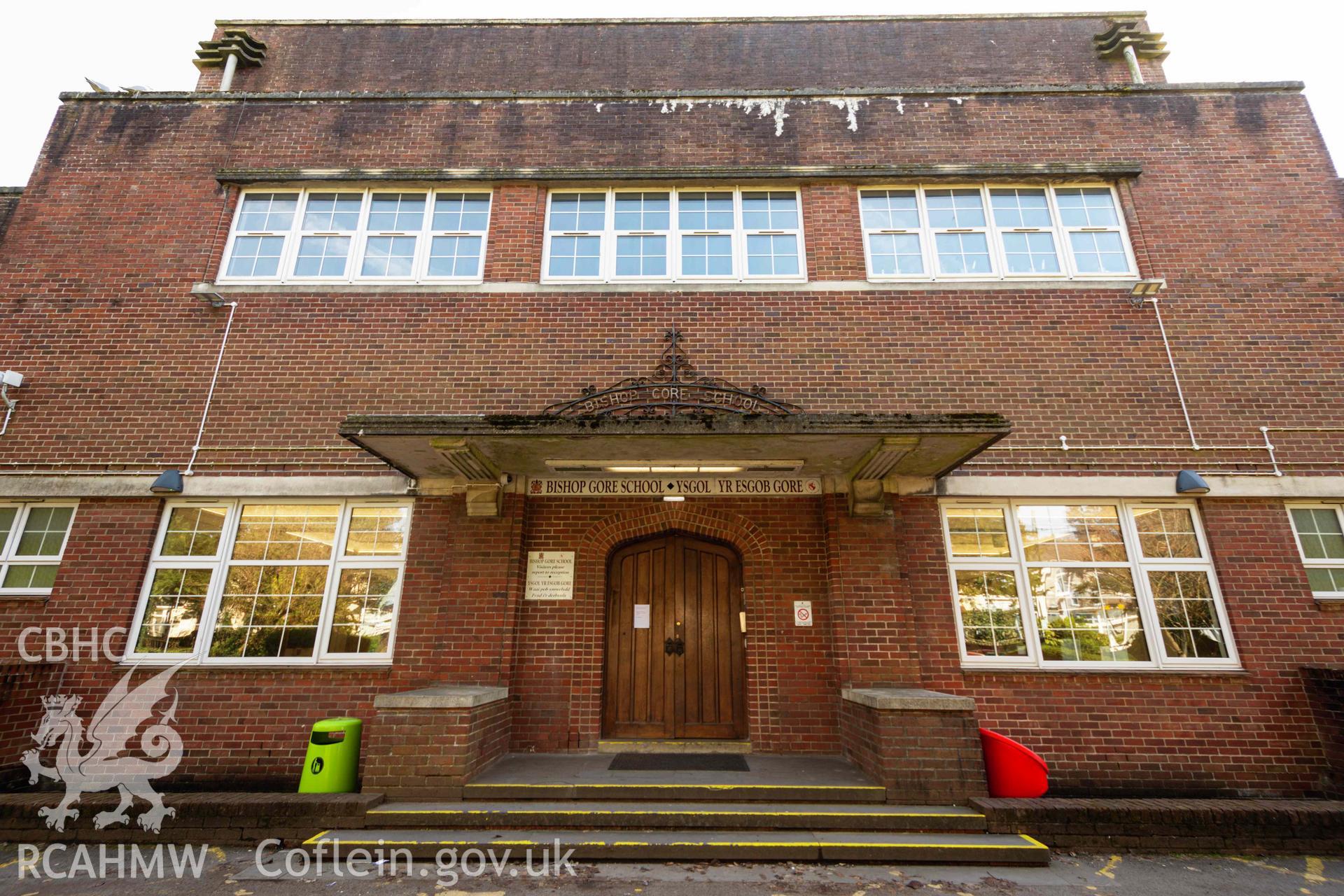 Main entrance, tilt up. Bishop Gore School, Swansea