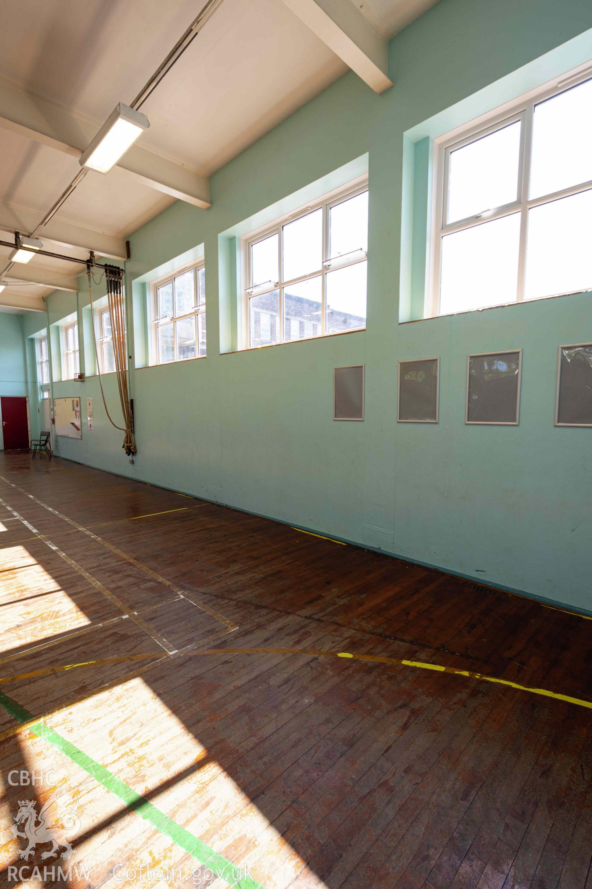 Clerestory windows. Girls gymnasium. Portrait. Bishop Gore School, Swansea