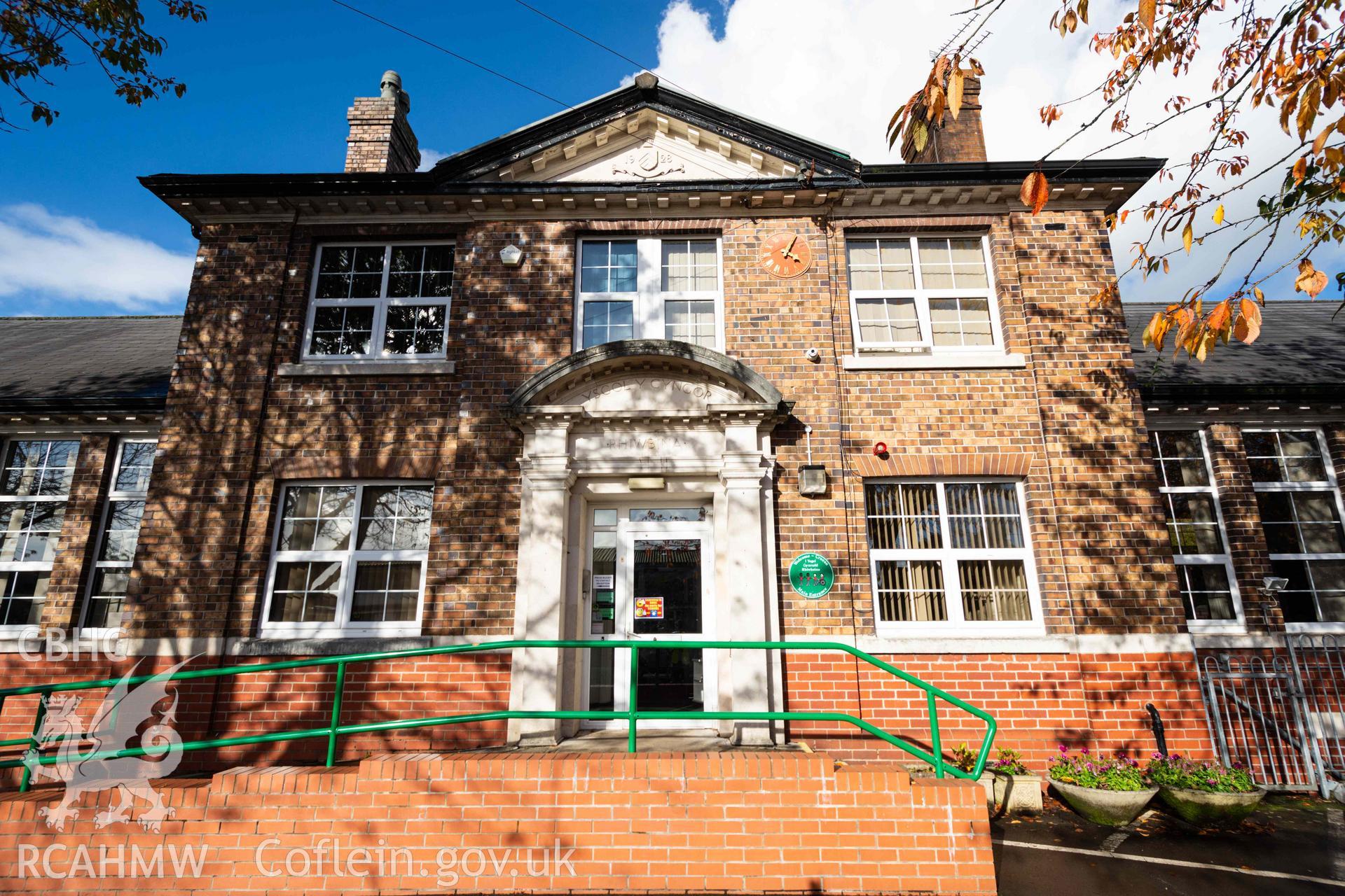 Main entrance, Rhiwbeina Primary School. Front elevations