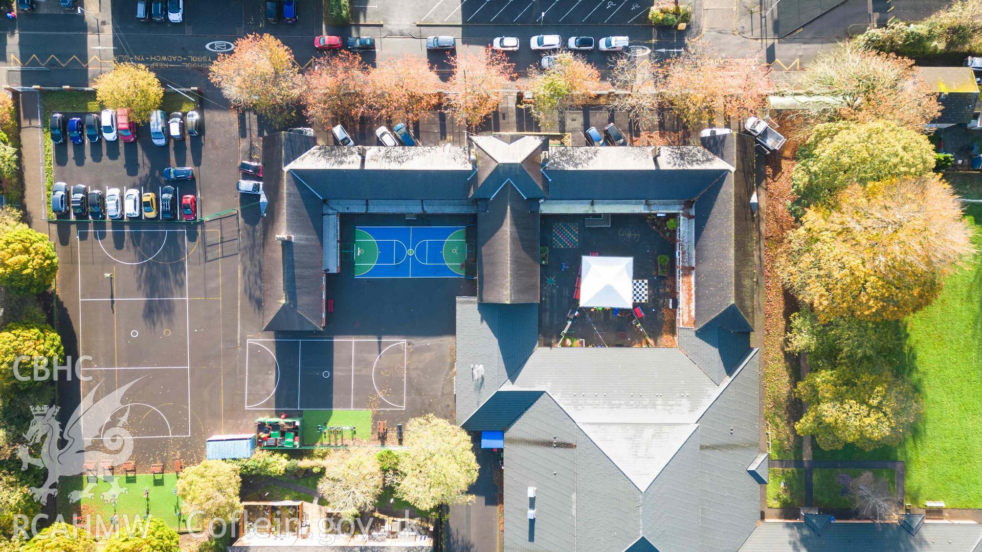 Elevated birdseye view of Rhiwbeina Primary School, facing south east.