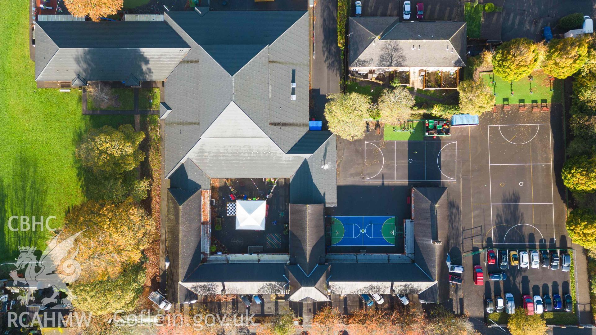 Birdseye view of Rhiwbeina Primary School, facing north west.