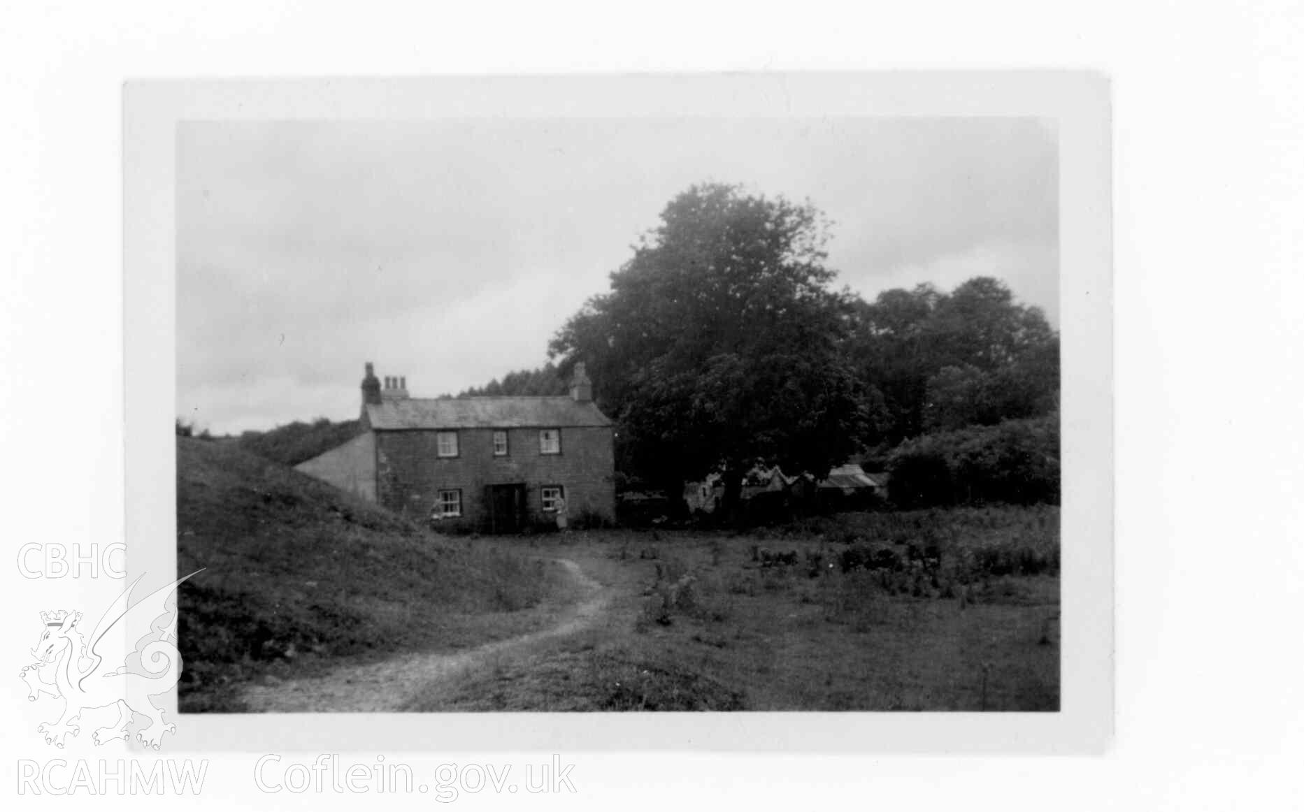 Digital copy of a photograph showing unidentified farm house on the Denbighshire moors, dated c1960s.