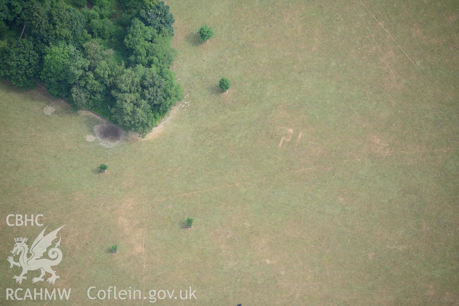 Chirk Castle and garden. Oblique aerial photograph taken during the Royal Commission’s programme of archaeological aerial reconnaissance by Toby Driver on 10 July 2018.