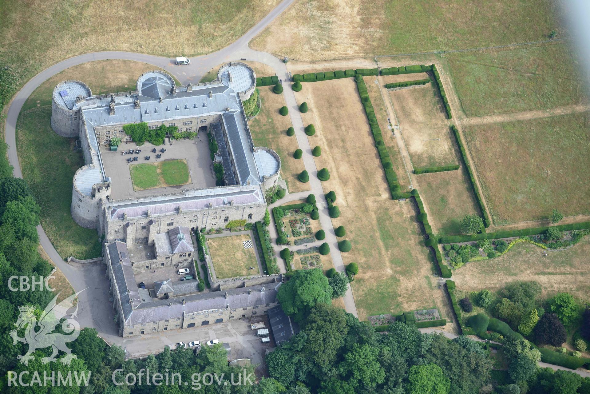 Chirk Castle, Park and Grounds. Oblique aerial photograph taken during the Royal Commission’s programme of archaeological aerial reconnaissance by Toby Driver on 10 July 2018.