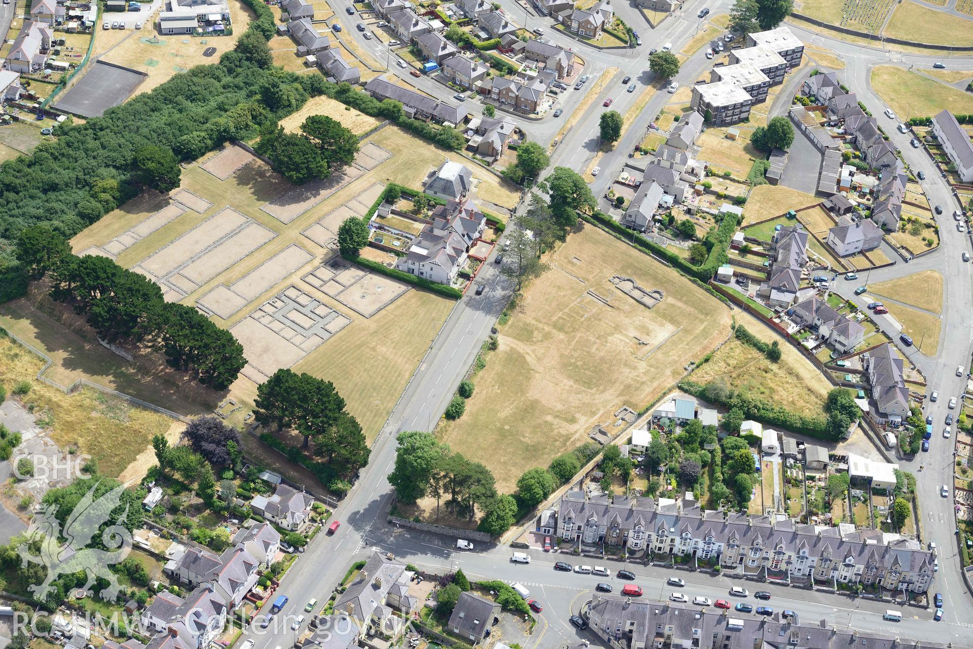 Segontium Roman Fort. Oblique aerial photograph taken during the Royal Commission’s programme of archaeological aerial reconnaissance by Toby Driver on 10 July 2018.