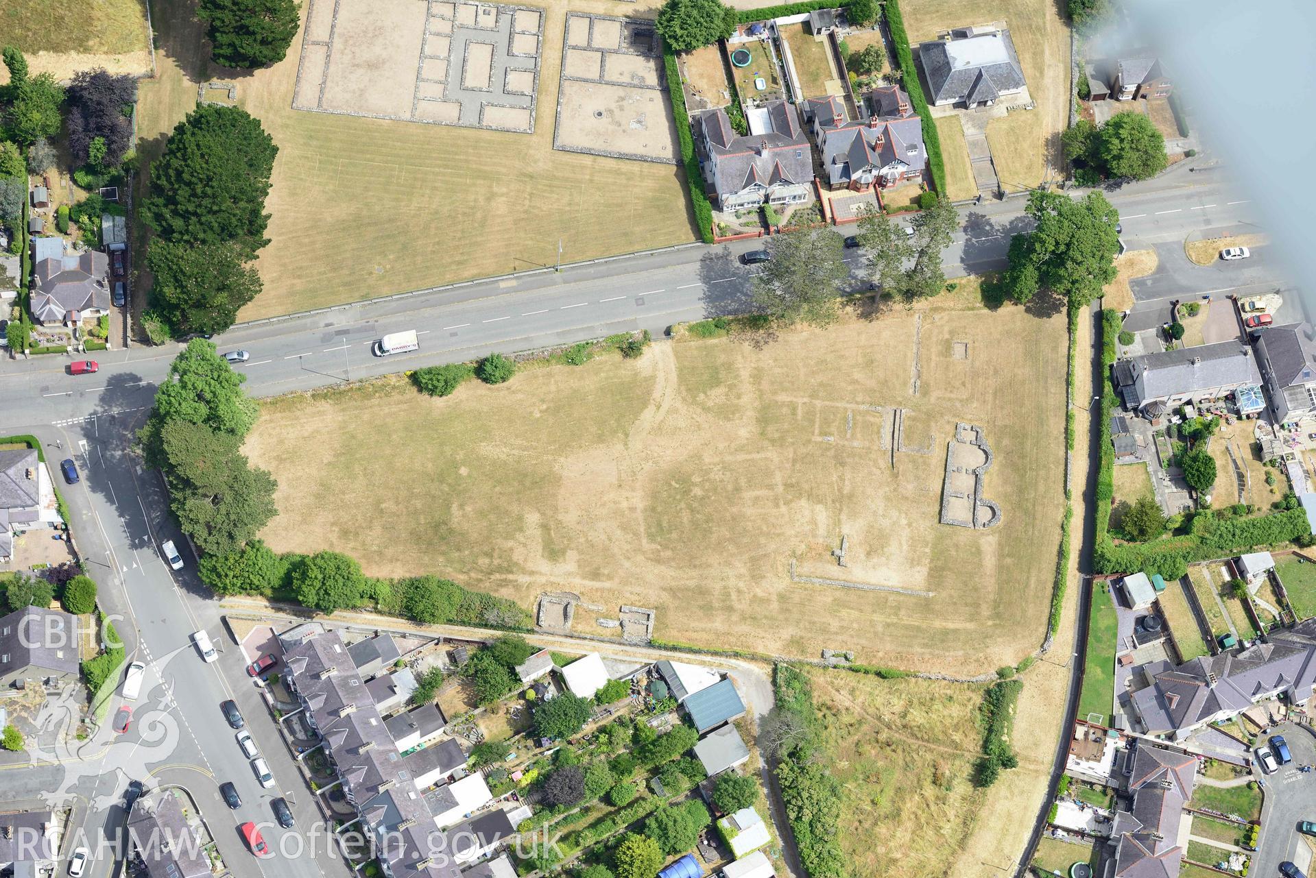 Segontium Roman Fort. Oblique aerial photograph taken during the Royal Commission’s programme of archaeological aerial reconnaissance by Toby Driver on 10 July 2018.