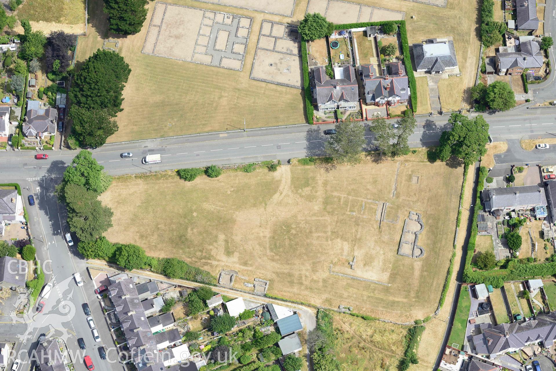 Segontium Roman Fort. Oblique aerial photograph taken during the Royal Commission’s programme of archaeological aerial reconnaissance by Toby Driver on 10 July 2018.