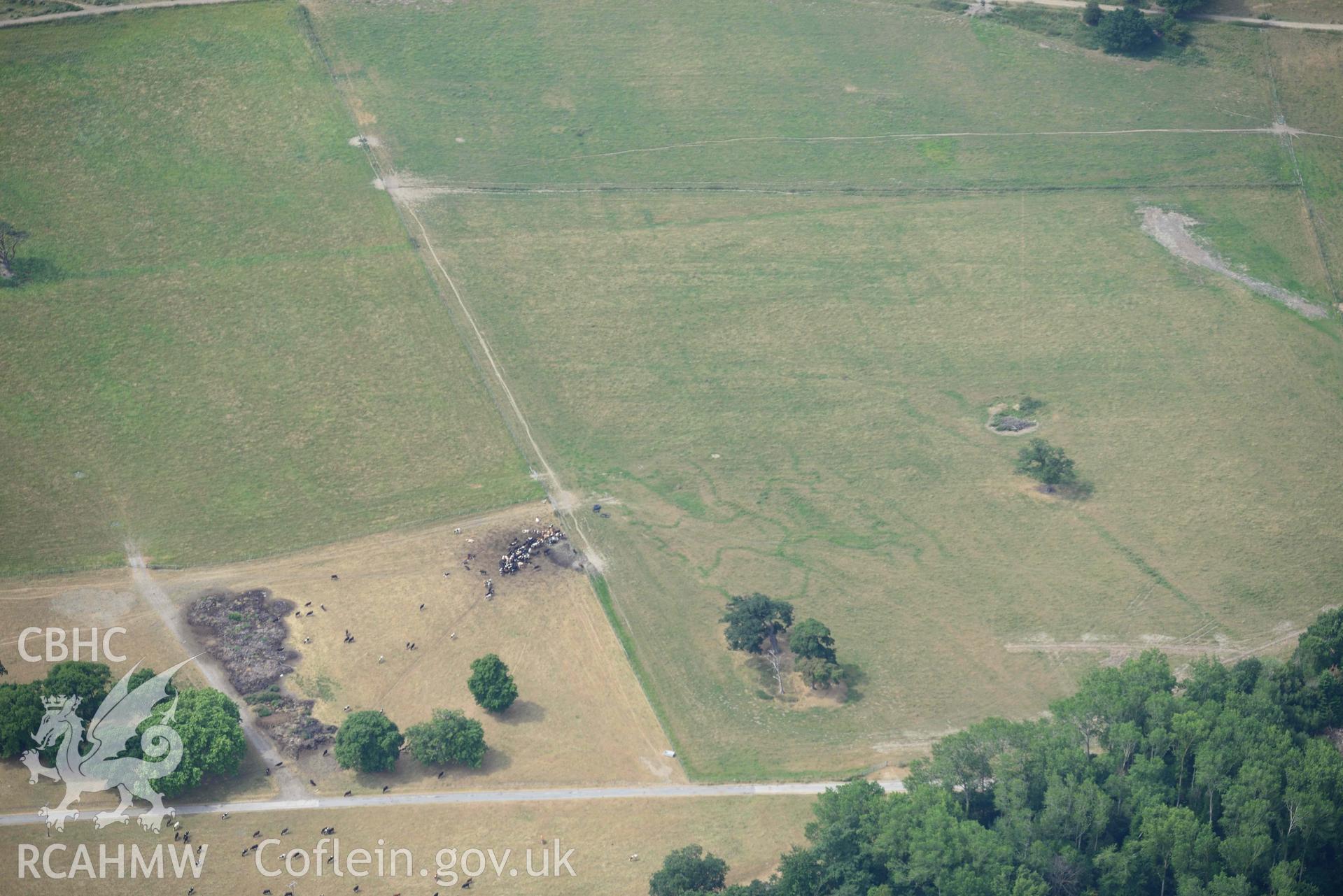 Kinmel Park WW1 trenches. Oblique aerial photograph taken during the Royal Commission’s programme of archaeological aerial reconnaissance by Toby Driver on 10 July 2018.