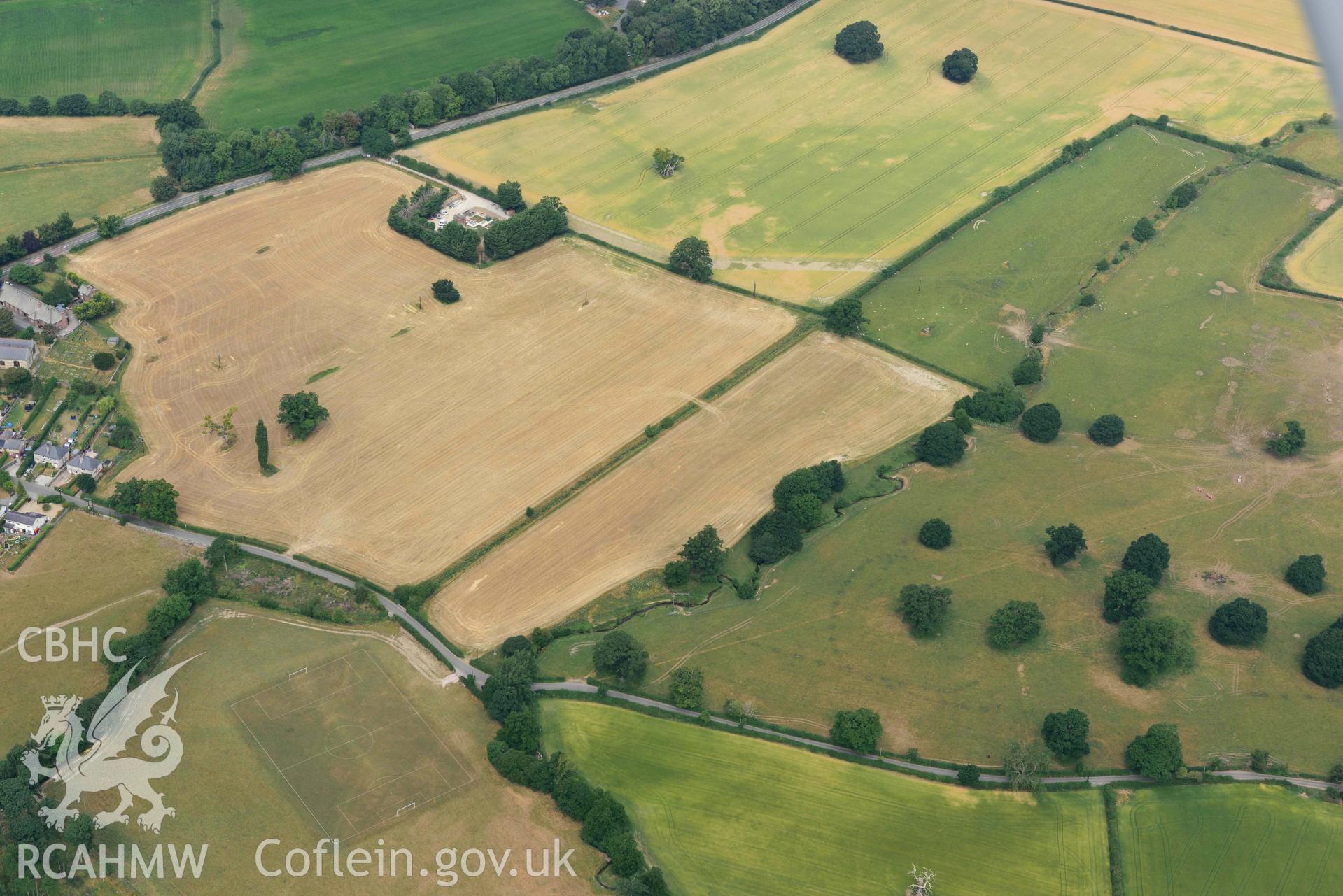 Plas Newydd gardens and temple. Oblique aerial photograph taken during the Royal Commission’s programme of archaeological aerial reconnaissance by Toby Driver on 10 July 2018.