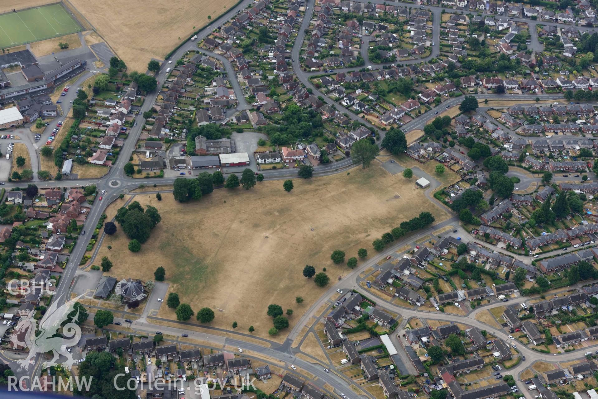 St John's Church, Wrexham. Oblique aerial photograph taken during the Royal Commission’s programme of archaeological aerial reconnaissance by Toby Driver on 10 July 2018.