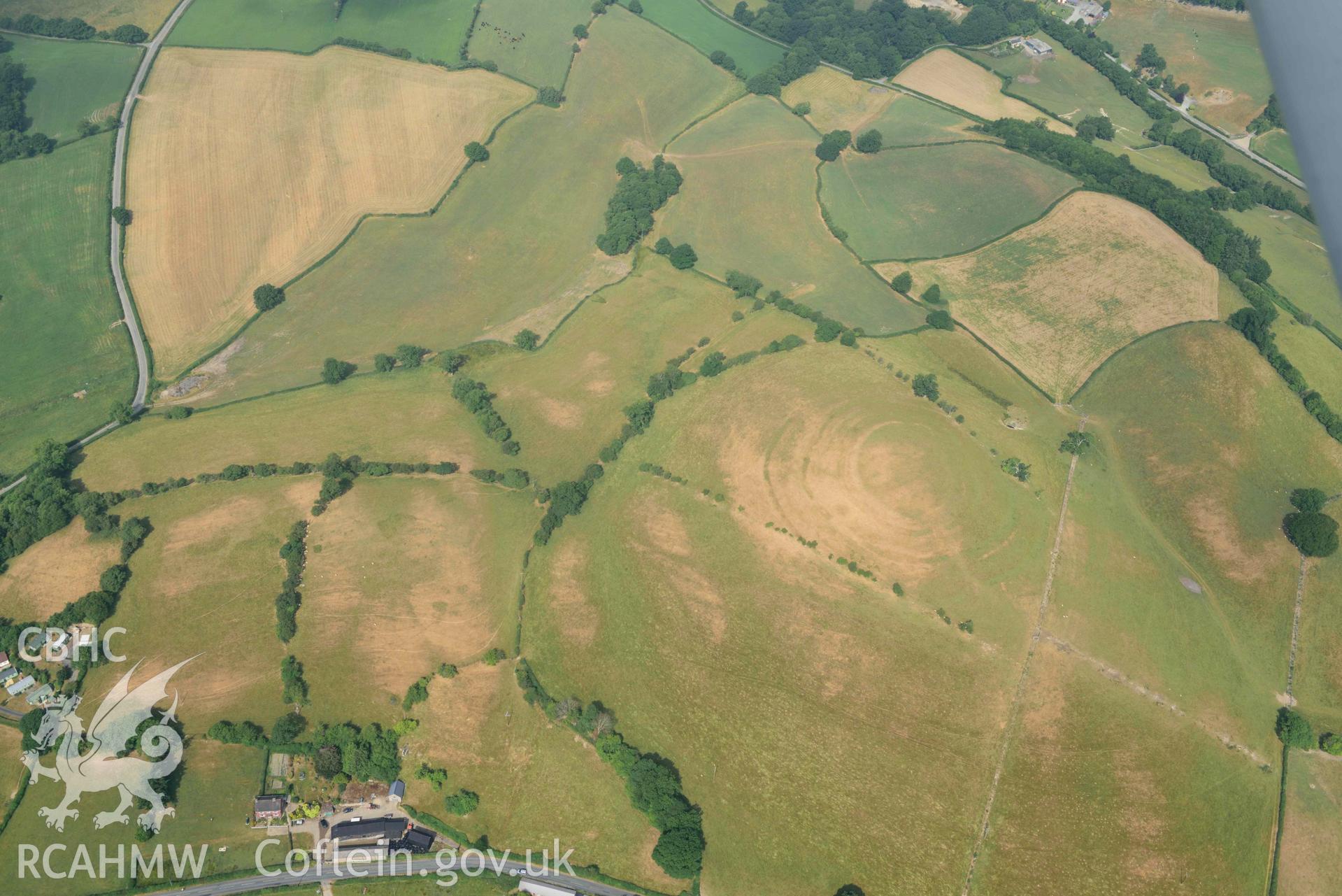 Pentre Camp. Oblique aerial photograph taken during the Royal Commission’s programme of archaeological aerial reconnaissance by Toby Driver on 10 July 2018.