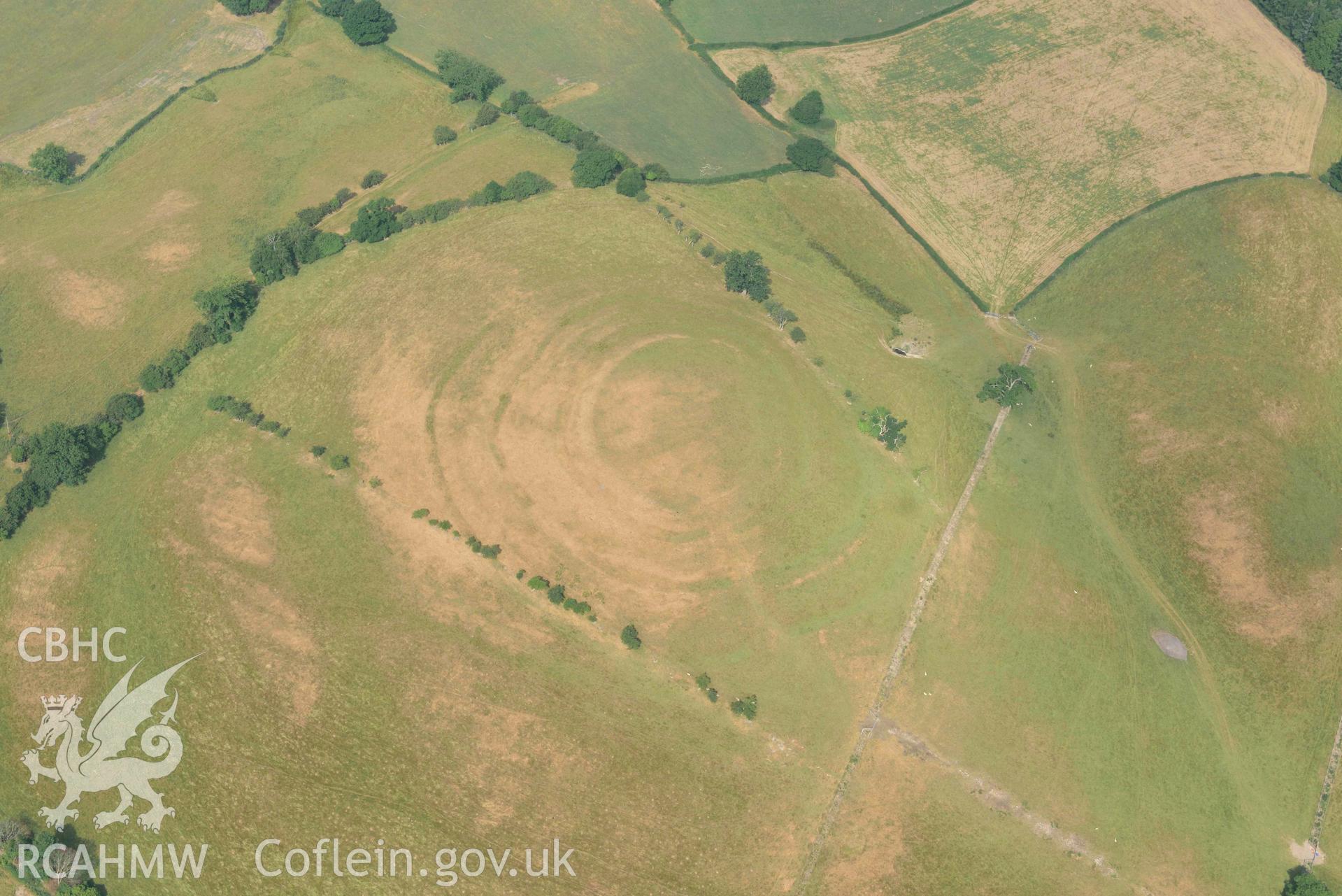 Pentre Camp. Oblique aerial photograph taken during the Royal Commission’s programme of archaeological aerial reconnaissance by Toby Driver on 10 July 2018.