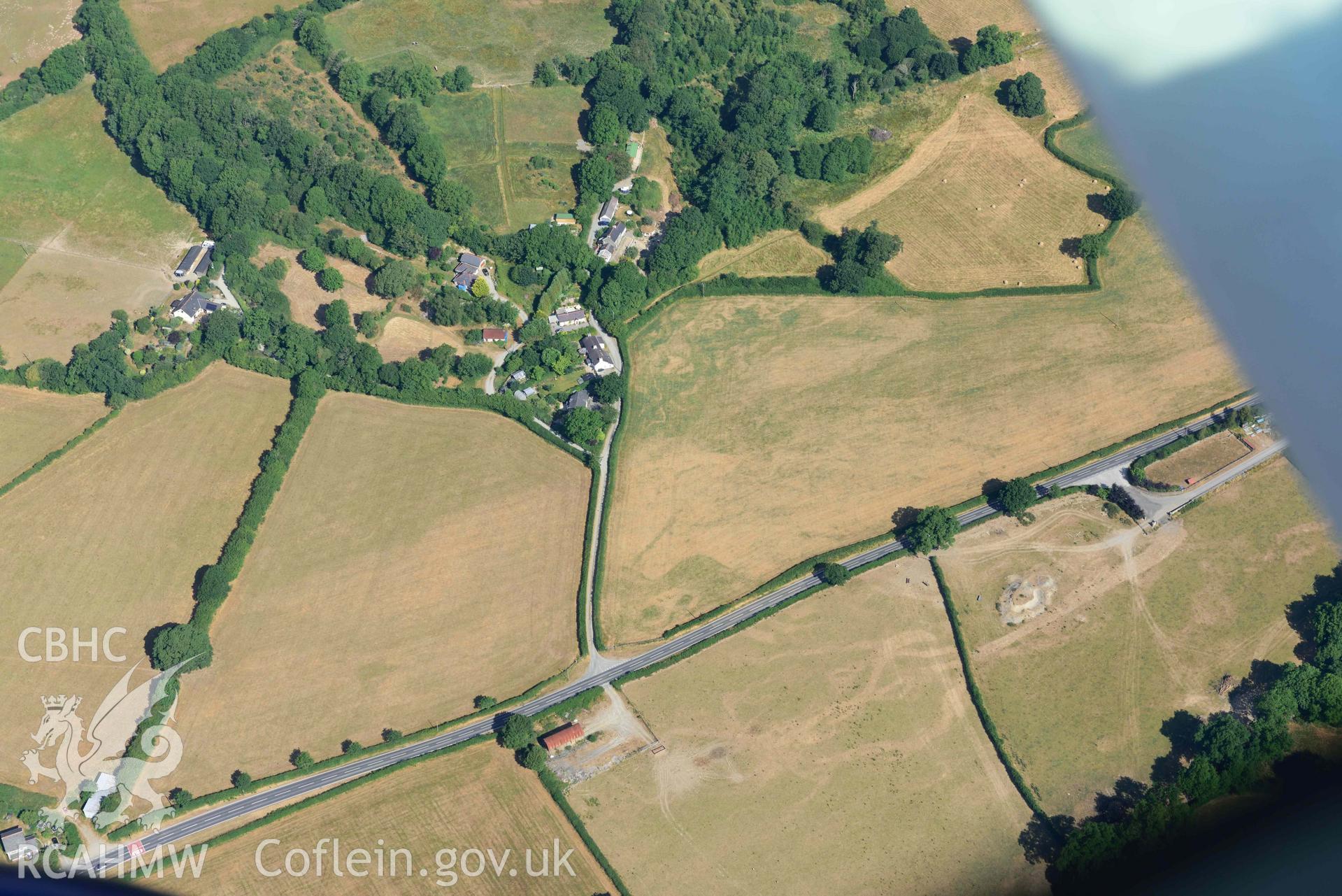 Castell Trefilan. Oblique aerial photograph taken during the Royal Commission’s programme of archaeological aerial reconnaissance by Toby Driver on 10 July 2018.