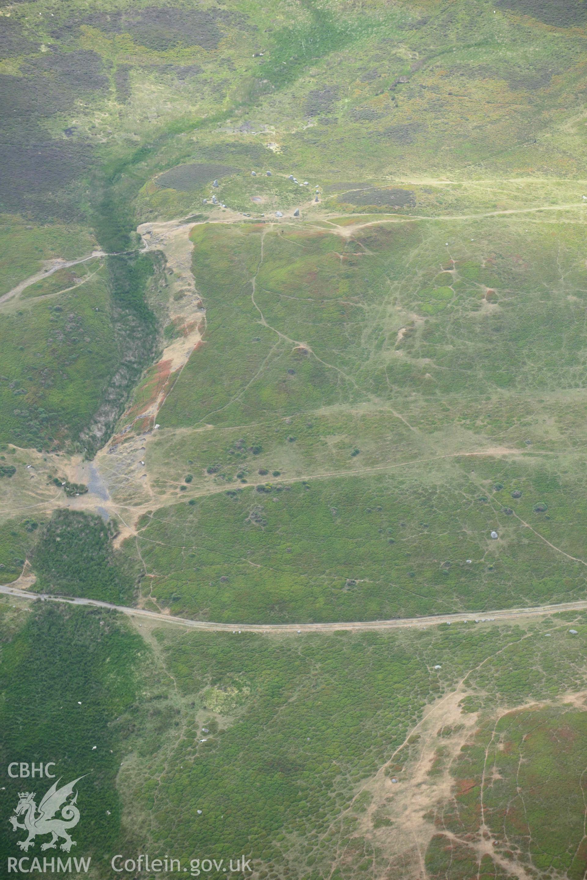 Druids Circle. Oblique aerial photograph taken during the Royal Commission’s programme of archaeological aerial reconnaissance by Toby Driver on 10 July 2018.