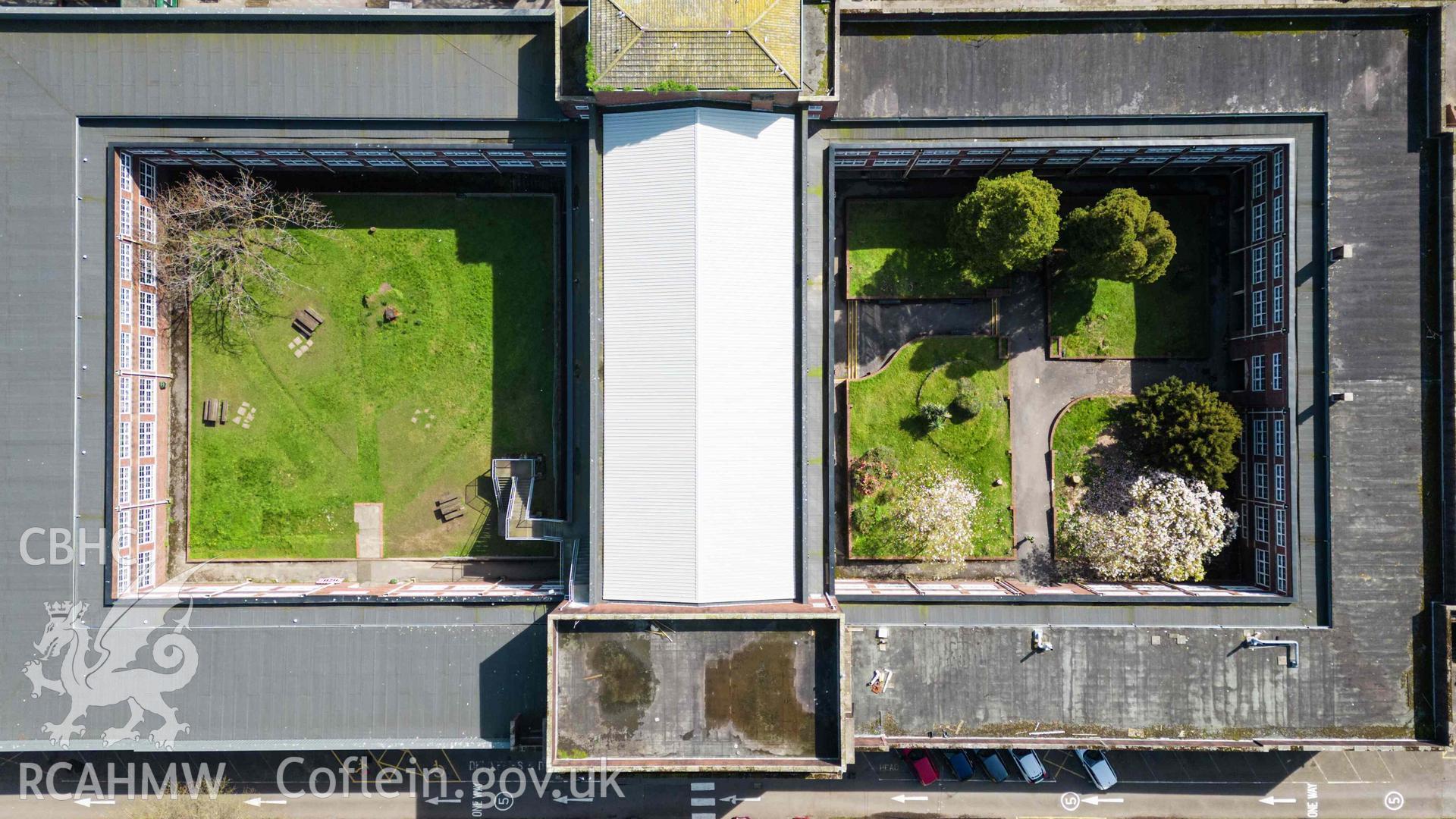 Bird's eye view of Bishop Gore School, Swansea. North - and main entrance - at the bottom.