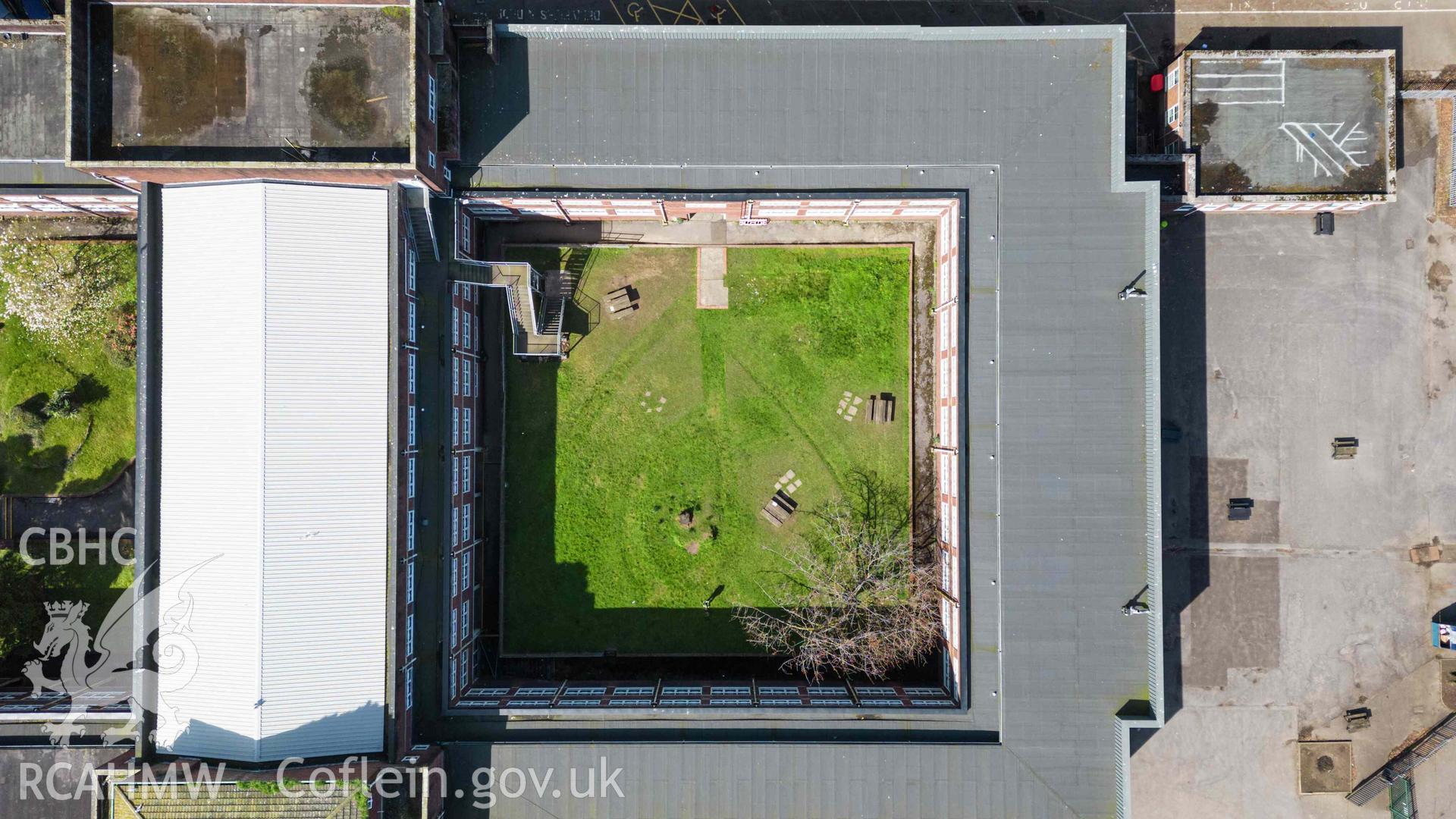 Bird's eye view of east quadrangle, Bishop Gore School, Swansea. North at the top.