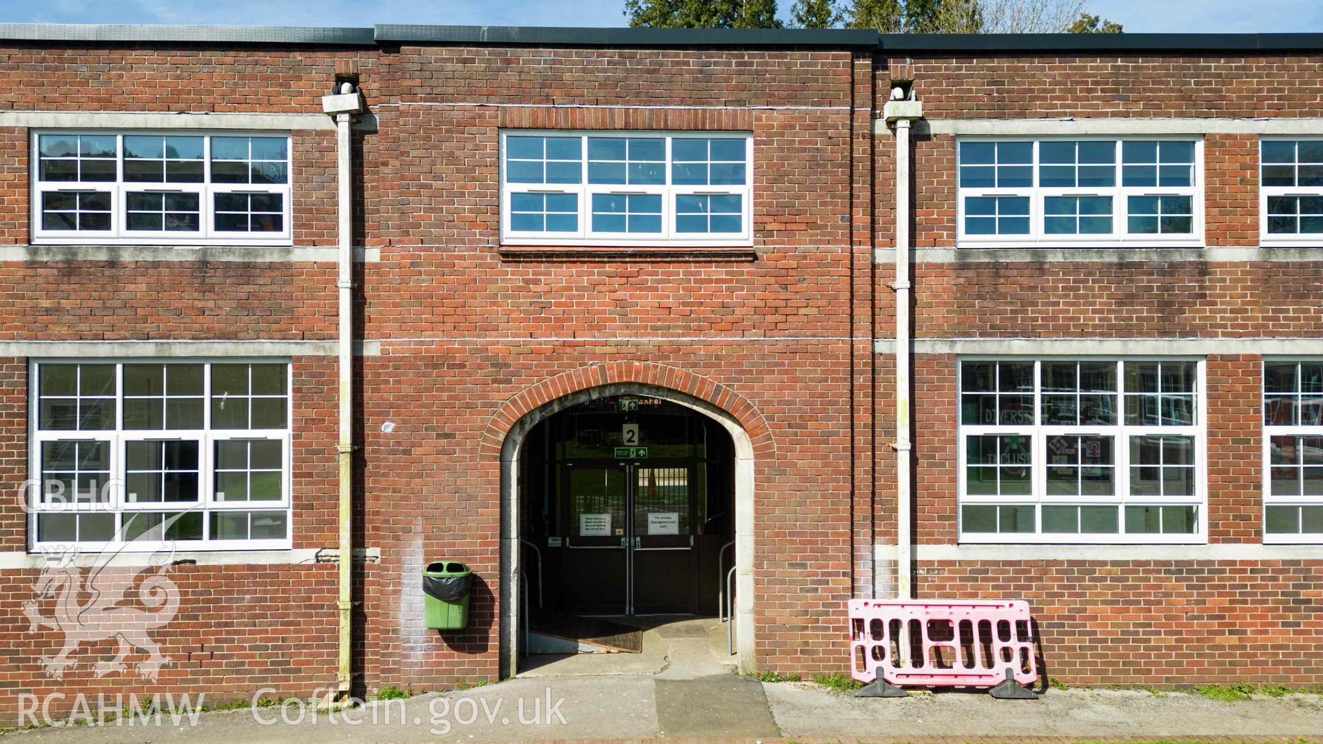 Arched entrance to east quadrangle. Looking north. Bishop Gore School, Swansea.