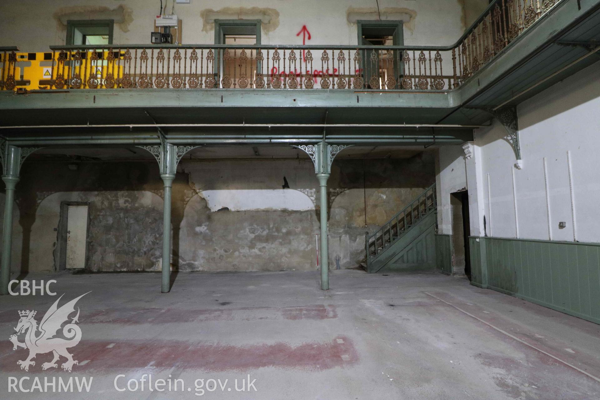 Photograph showing ground floor storeroom, from a Level 4 Historic Building Record of the former Howells Department Store, Cardiff. Conducted as a part of listed building consent by Purcell Architecture in 2024.