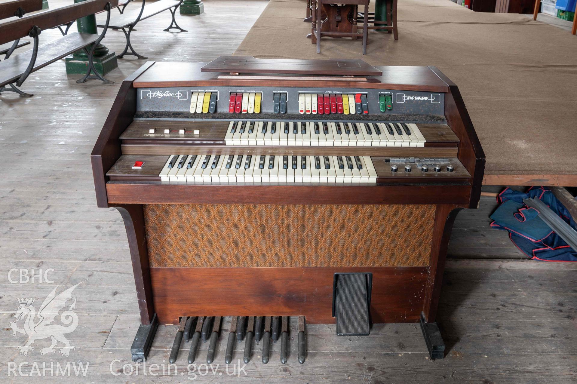 Capel Zion Baptist Chapel, Newtown - basement schoolroom, detail of electric harmonium.