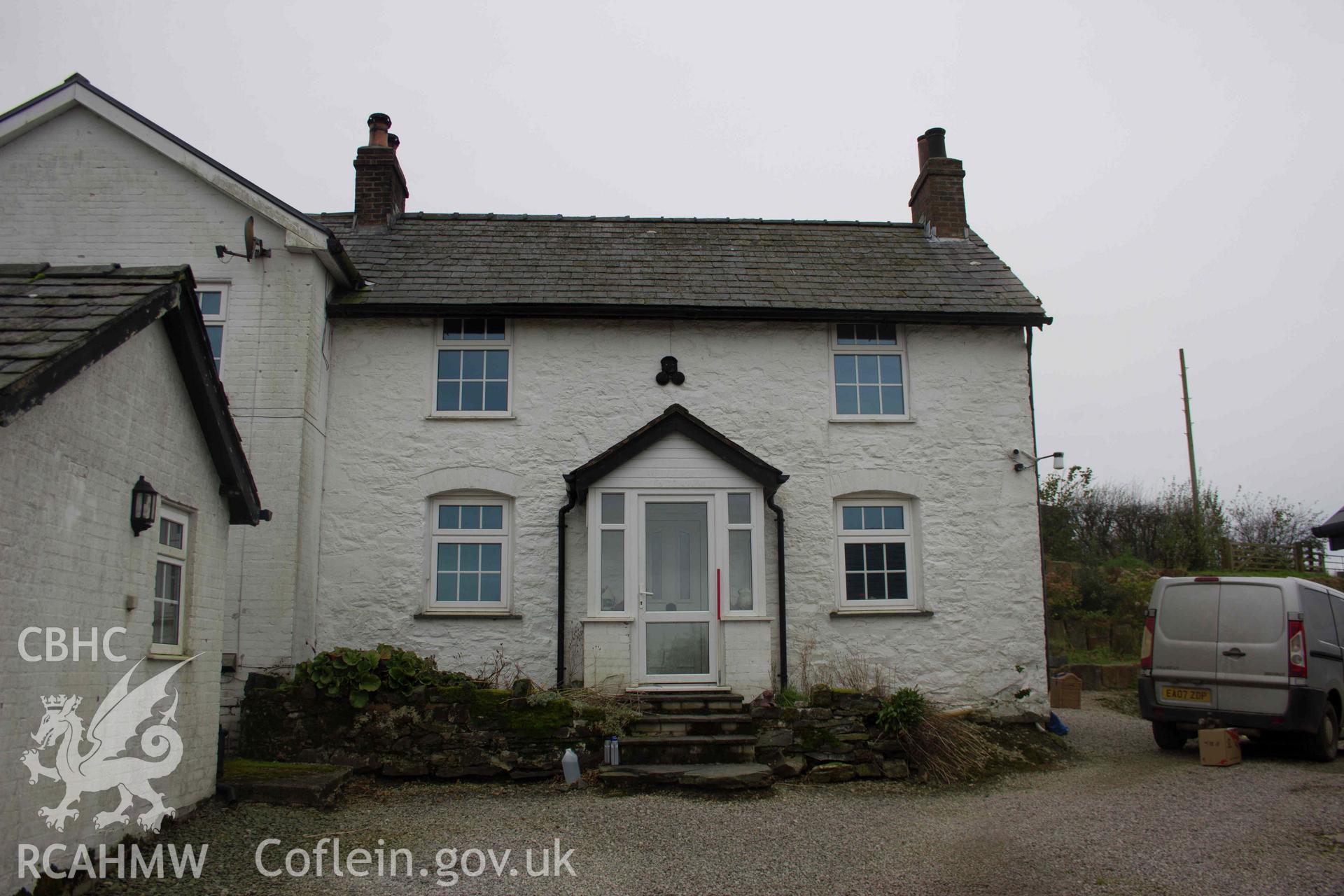 Photograph showing exterior, from a Photographic Building Survey for Glan Gors, Llanelian, carried out by Aeon Archaeology in 2023. Project code A0455.1.