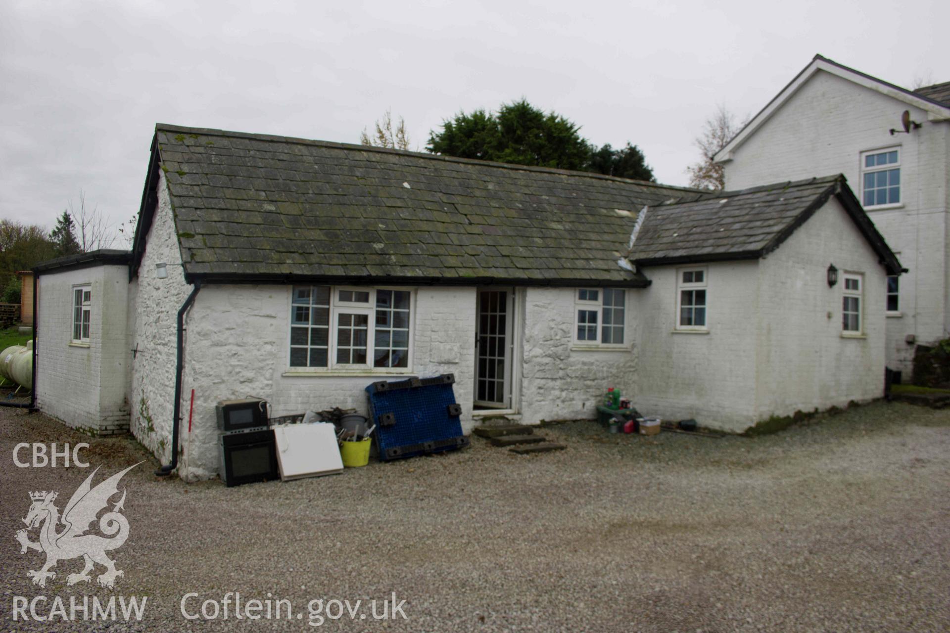 Photograph showing exterior, from a Photographic Building Survey for Glan Gors, Llanelian, carried out by Aeon Archaeology in 2023. Project code A0455.1.