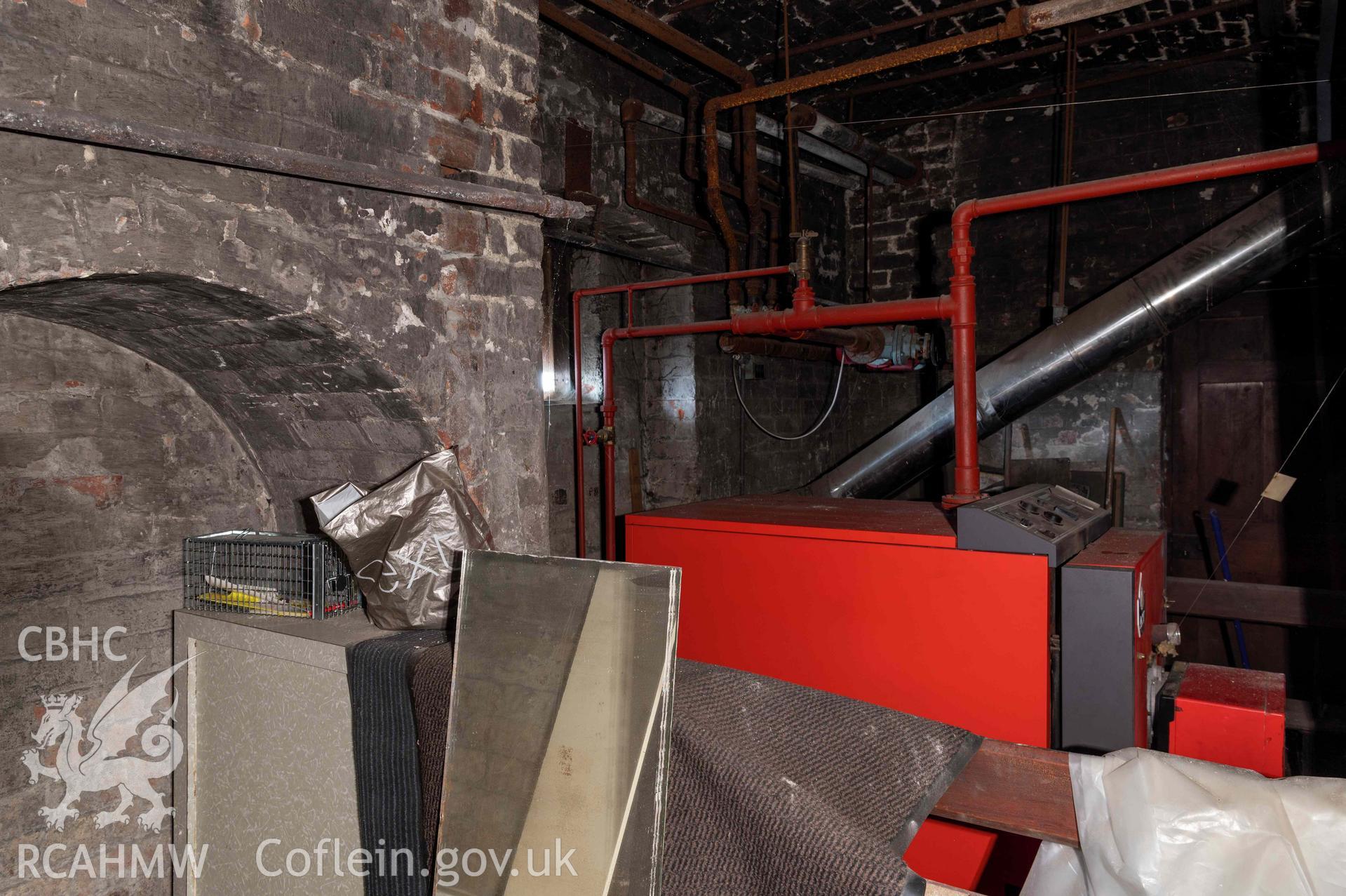 Capel Zion Baptist Chapel, Newtown - basement room central south storage.