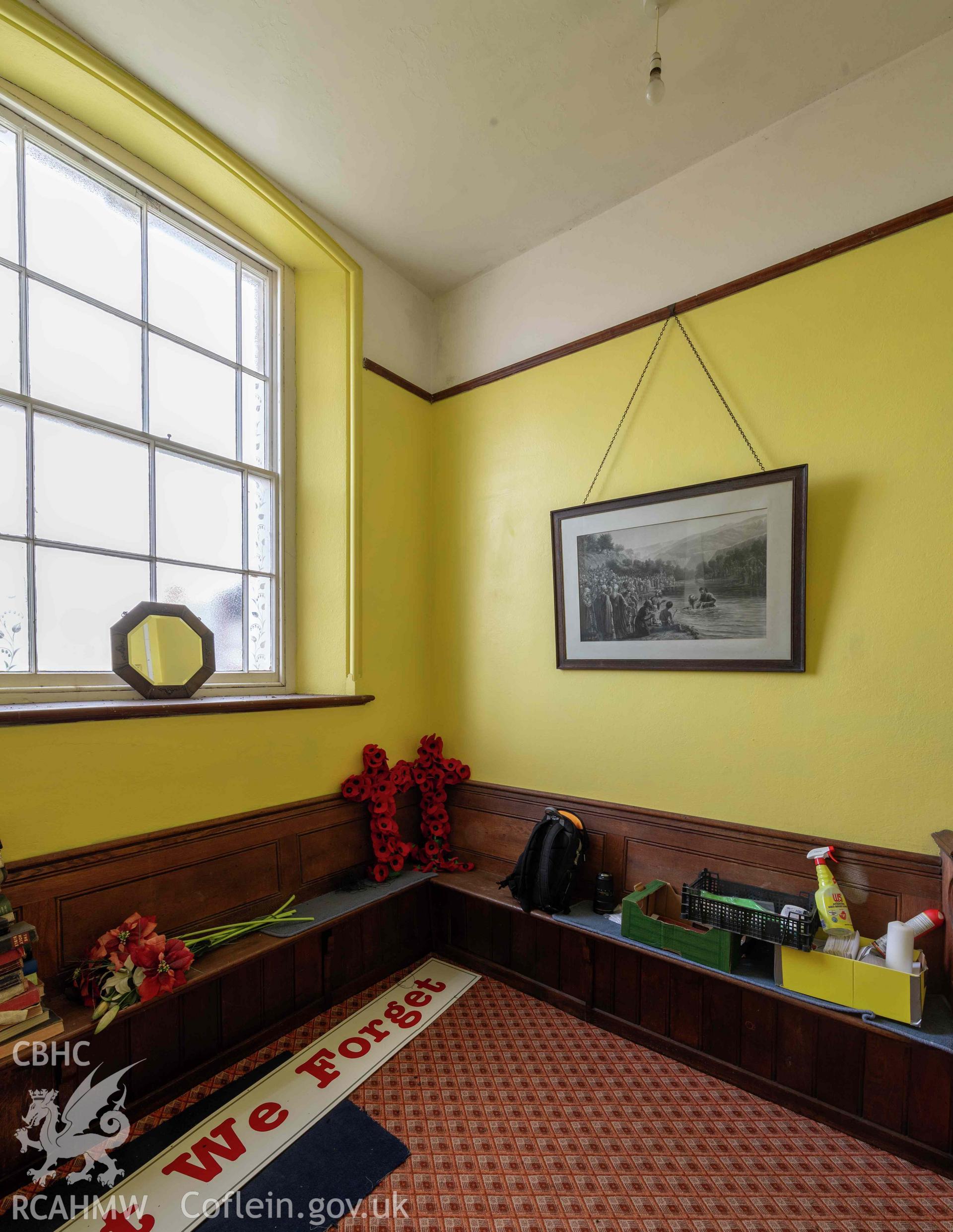 Capel Zion Baptist Chapel, Newtown - ground floor, north-east office room looking south-east.