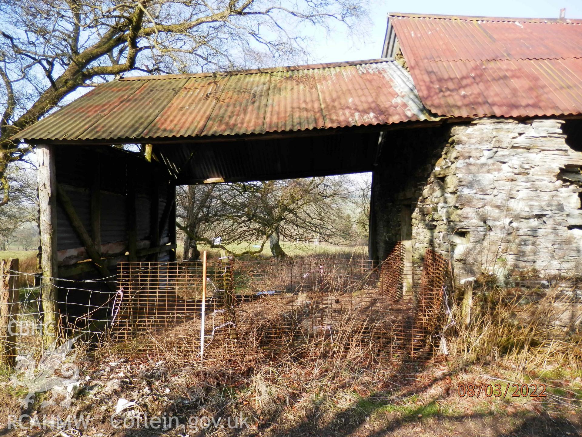 Photograph from an Archaeological Standing Building Recording of Rhosydd, Llanbadarn Fynydd, carried out by Border Archaeology in 2022, reference: BA2215RHO.