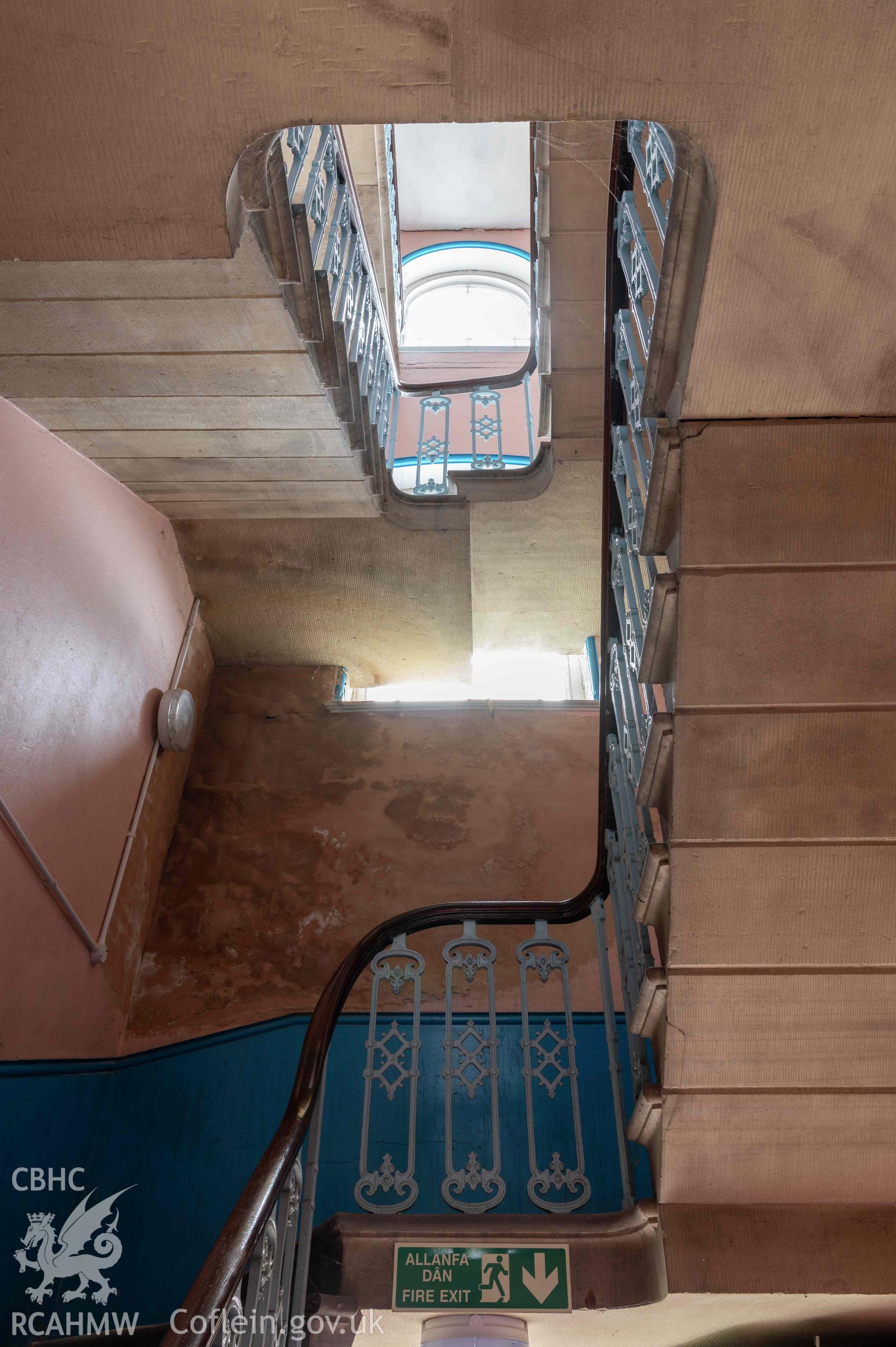 Capel Zion Baptist Chapel, Newtown - south-west rear staircase.