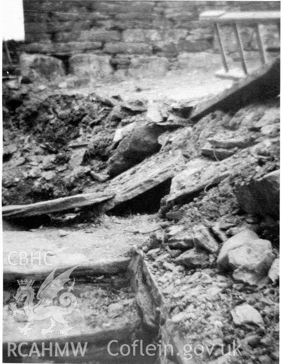 Rubble at Hafod Dwyryd. Photographed by Ronald and Joan Adams whilst renovating the house in about 1964.