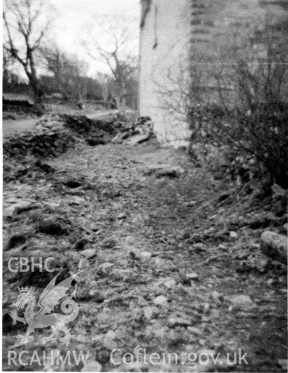 New drain run to septic tank at Hafod Dwyryd. Photographed by Ronald and Joan Adams in about 1964.