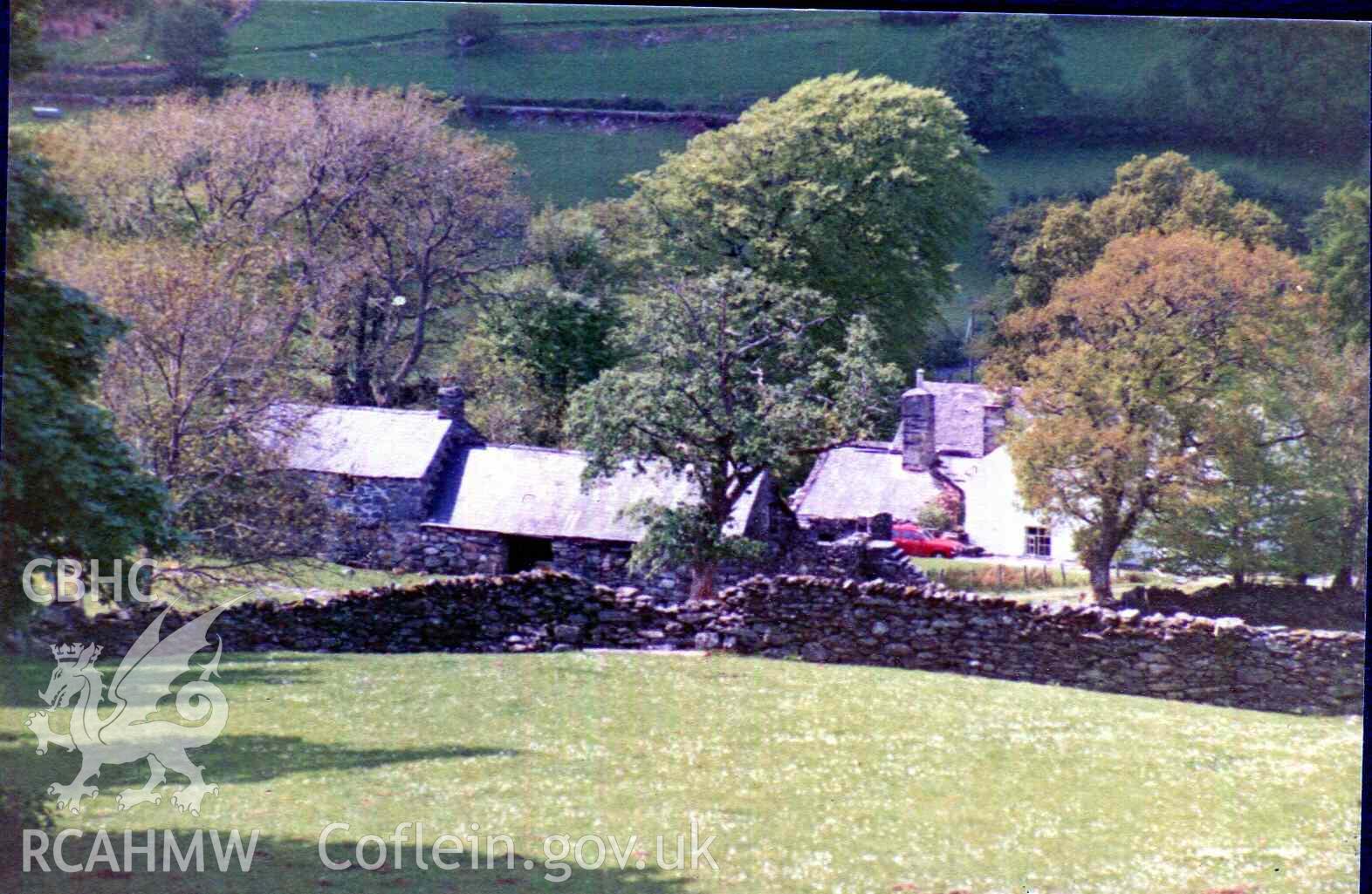 View of Hafod Dwyryd farm from field. Photographed by Ronald and Joan Adams in the late 1970s.