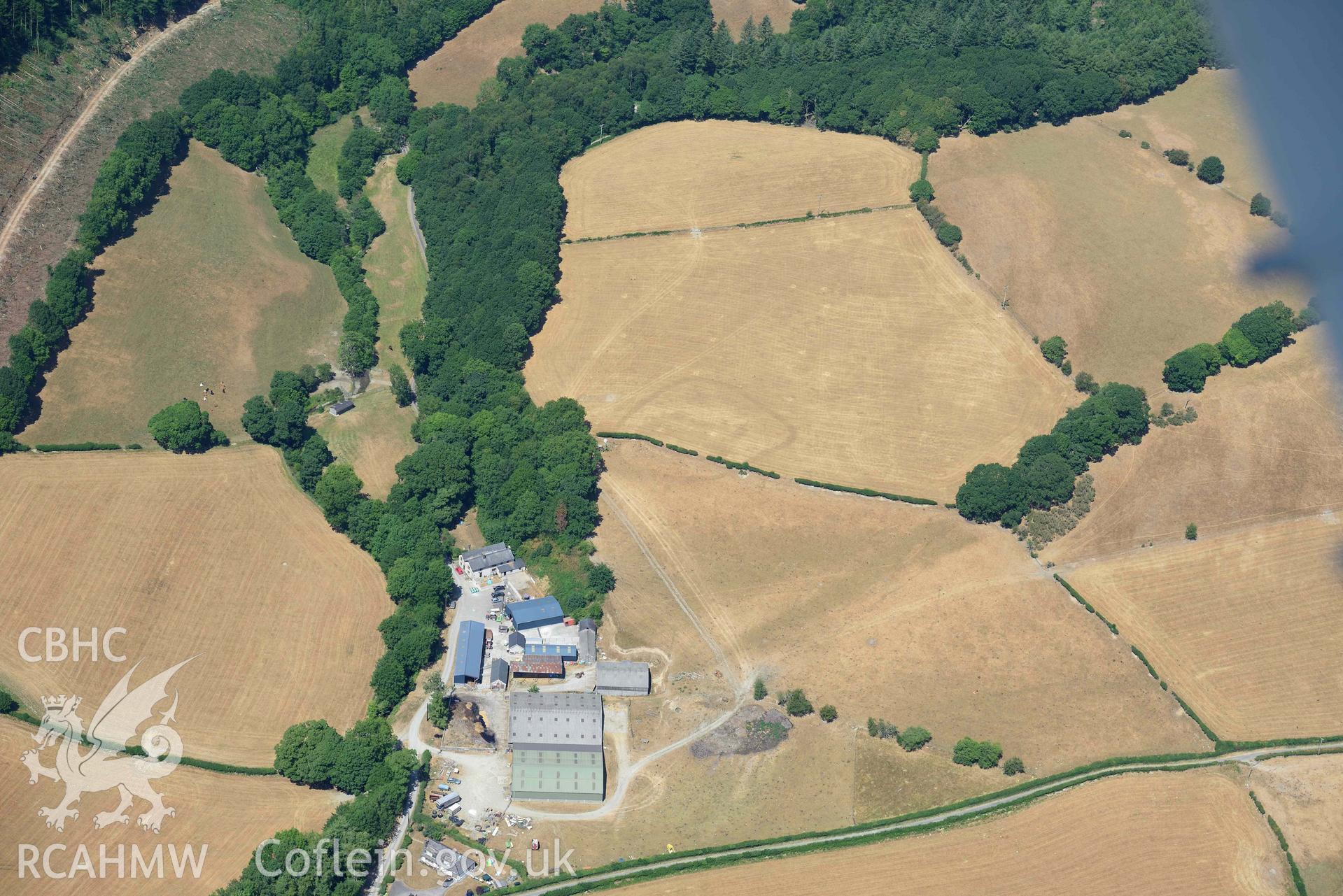 Cyncoed defended enclosure. Oblique aerial photograph taken during the Royal Commission’s programme of archaeological aerial reconnaissance by Toby Driver on 10 July 2018.