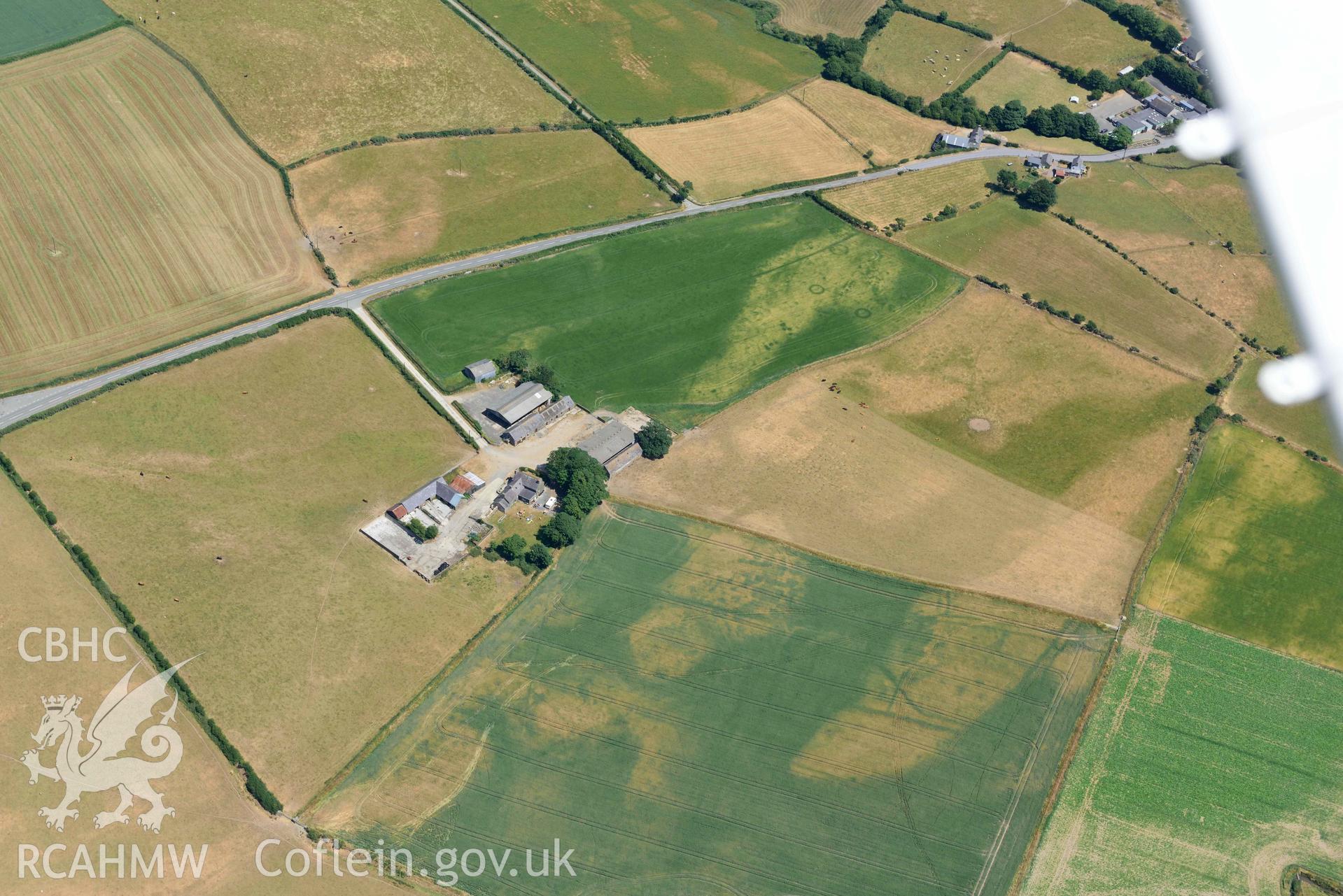 Bodnithoedd barrow cemetery, Botwnnog. Oblique aerial photograph taken during the Royal Commission’s programme of archaeological aerial reconnaissance by Toby Driver on 10 July 2018.