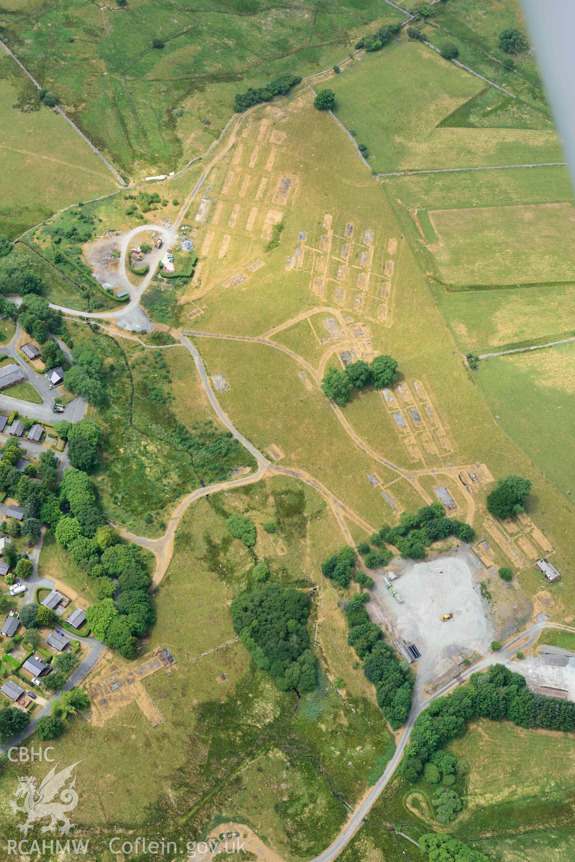 Trawsfynydd camp. Oblique aerial photograph taken during the Royal Commission’s programme of archaeological aerial reconnaissance by Toby Driver on 10 July 2018.