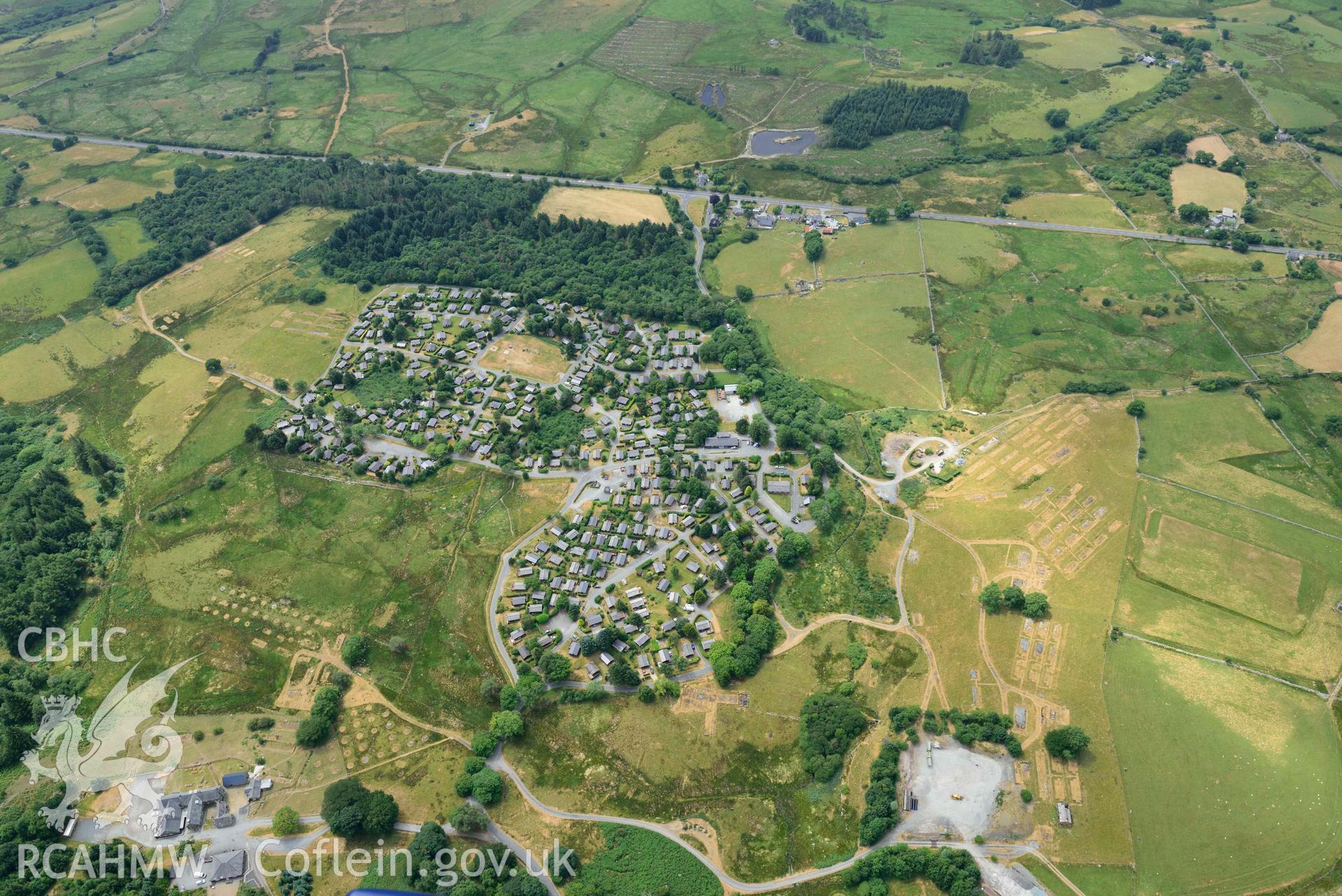 General view of Trawsfynydd camp. Oblique aerial photograph taken during the Royal Commission’s programme of archaeological aerial reconnaissance by Toby Driver on 10 July 2018.