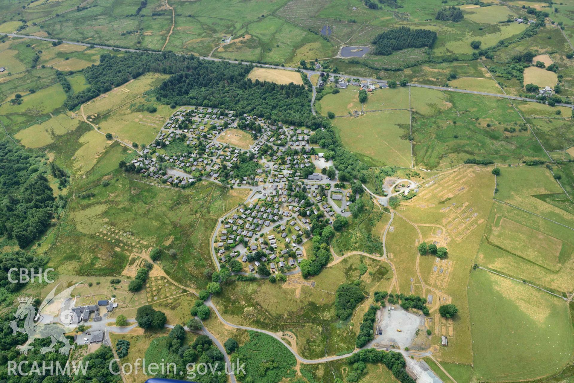 General view of Trawsfynydd camp. Oblique aerial photograph taken during the Royal Commission’s programme of archaeological aerial reconnaissance by Toby Driver on 10 July 2018.
