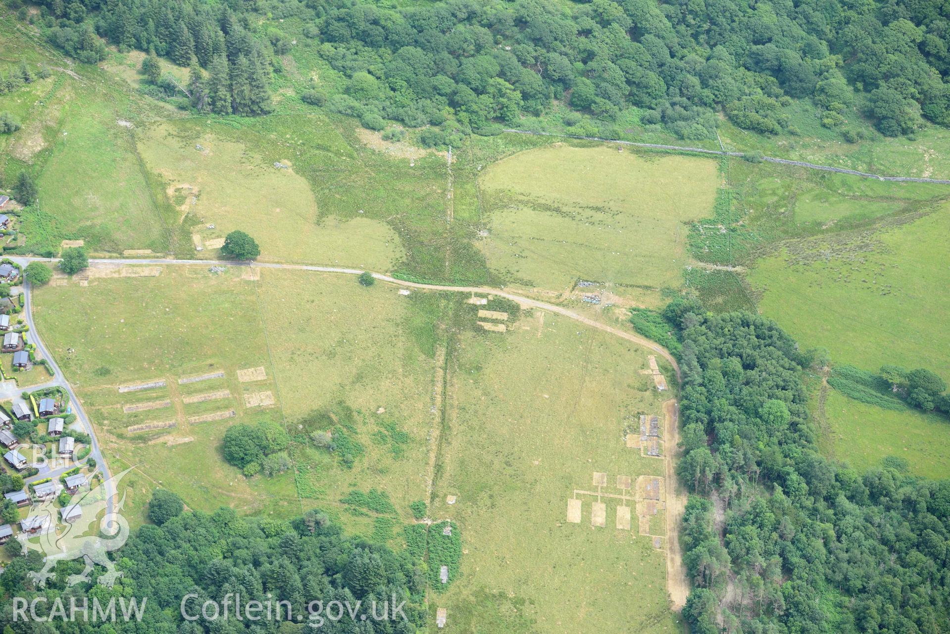 Trawsfynydd camp. Oblique aerial photograph taken during the Royal Commission’s programme of archaeological aerial reconnaissance by Toby Driver on 10 July 2018.