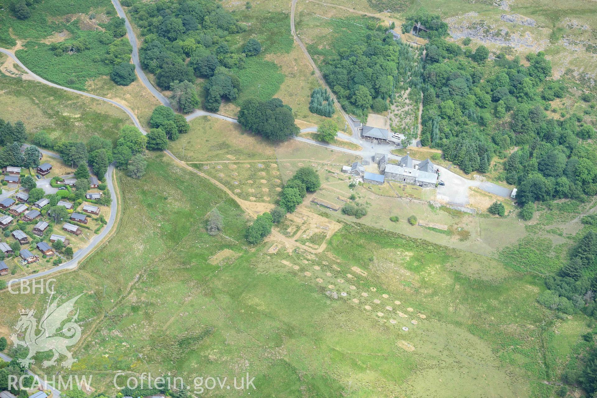 Detailed view of Trawsfynydd camp. Oblique aerial photograph taken during the Royal Commission’s programme of archaeological aerial reconnaissance by Toby Driver on 10 July 2018.