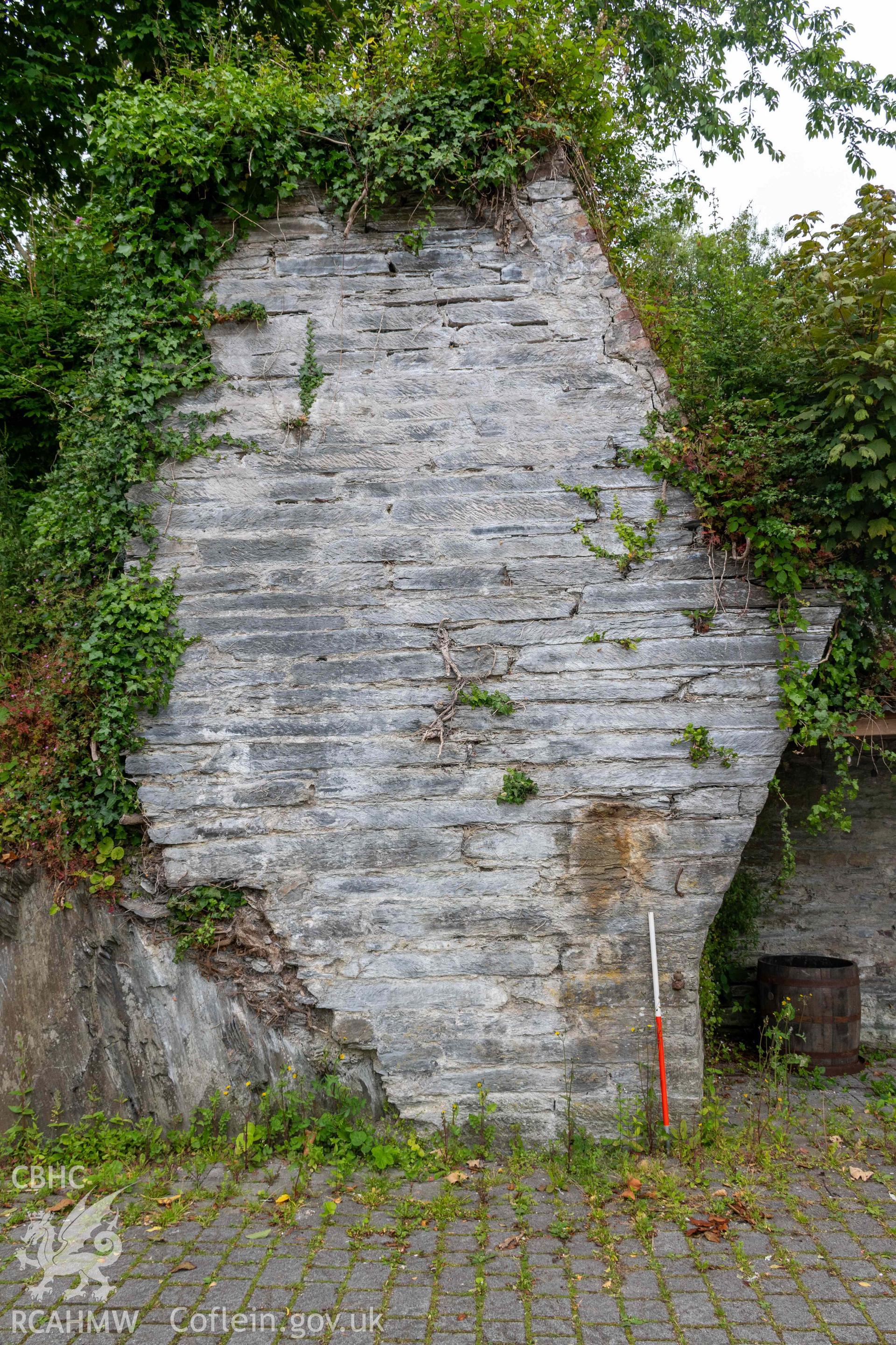 Lime Kiln 1. Surviving section of the east wall and kiln-eye (with scale).