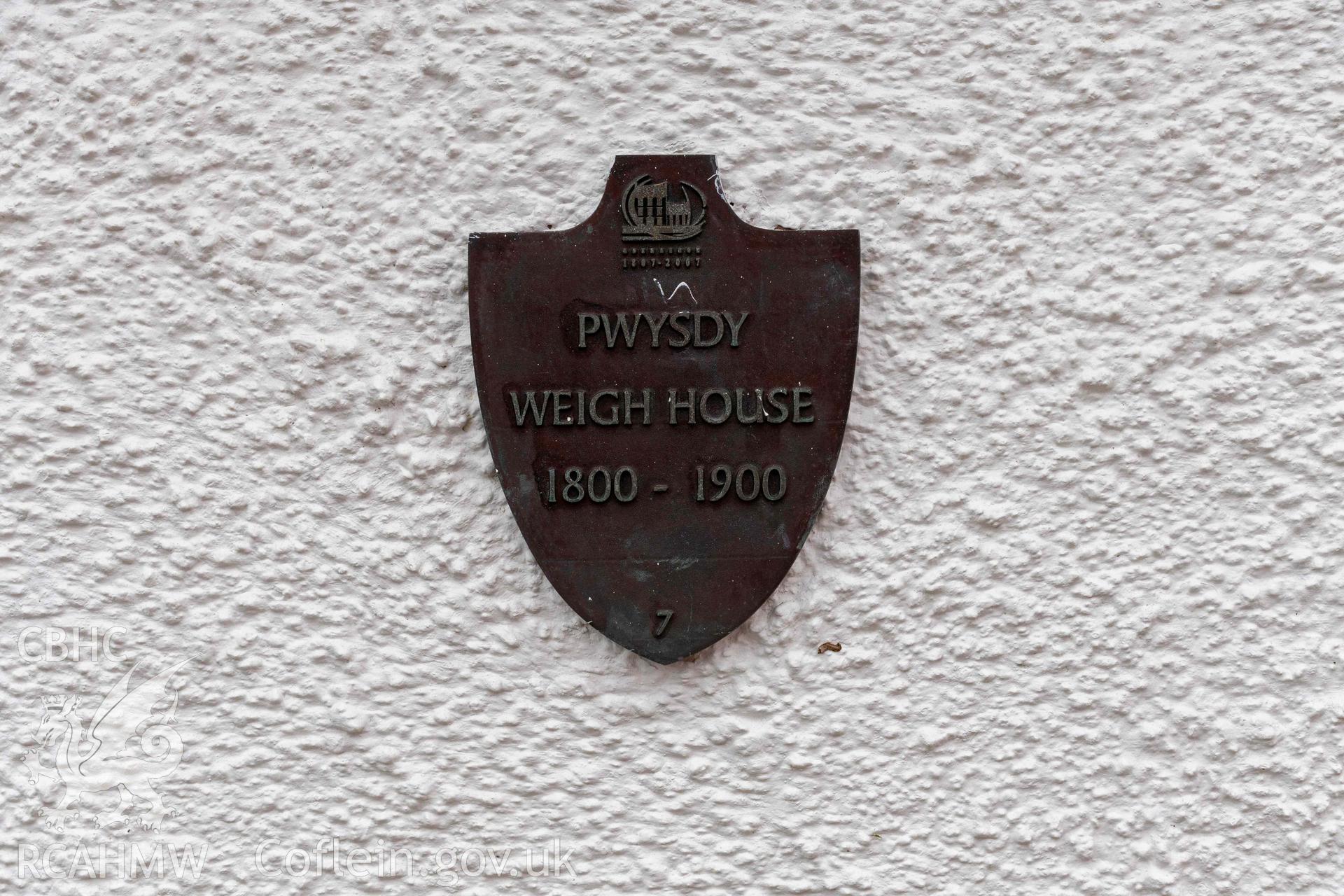 Aberaeron Weigh House. Plaque on front elevation.