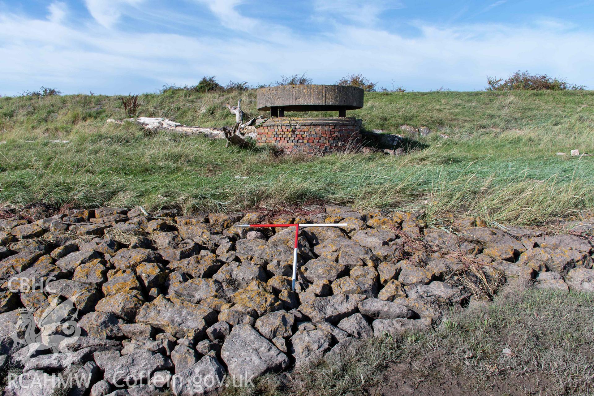 Coastal Observation Post, Undy. General view looking north with scale, taken 11 October 2022