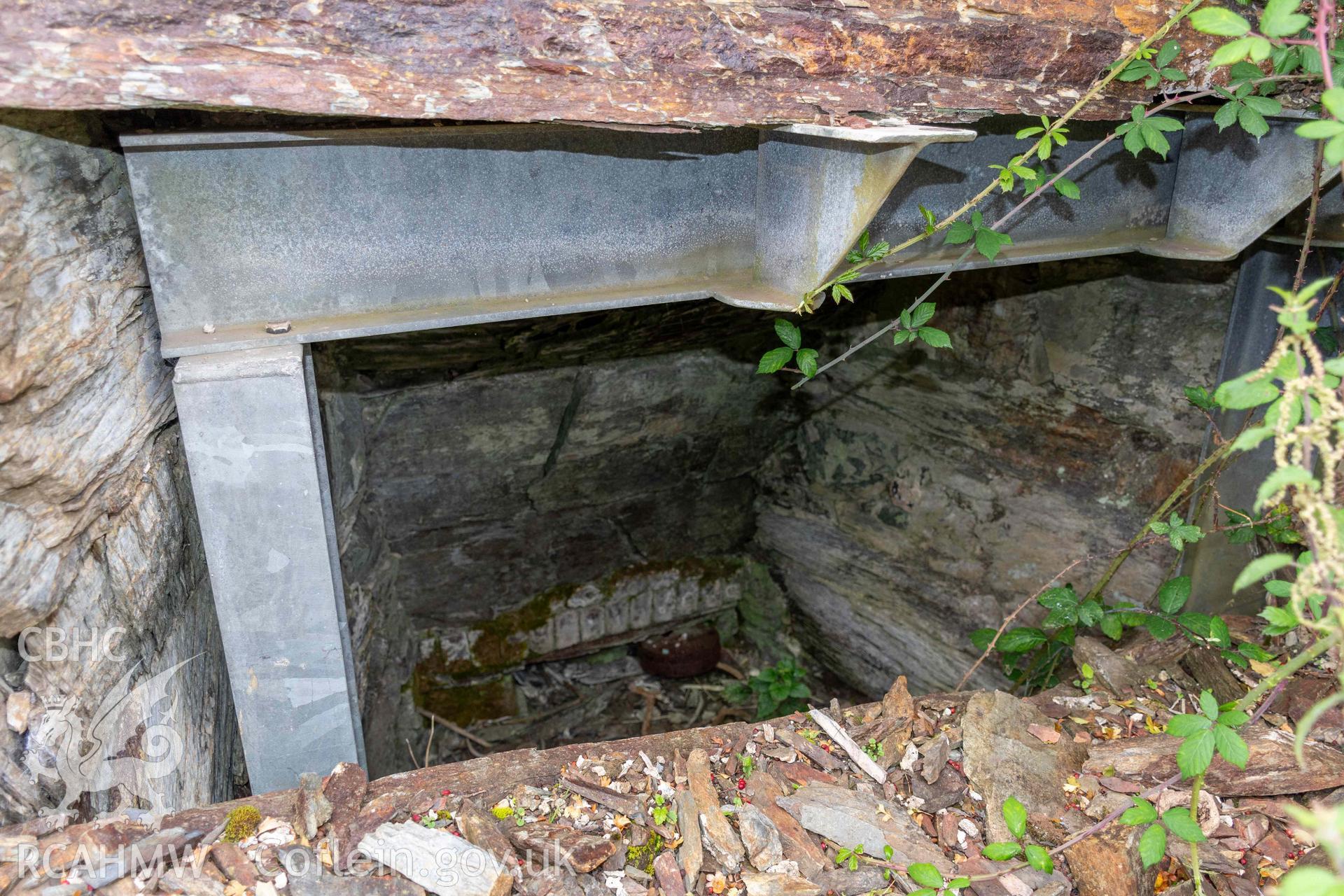 Lime Kiln, Llechollwyn. Kln eye in west face.