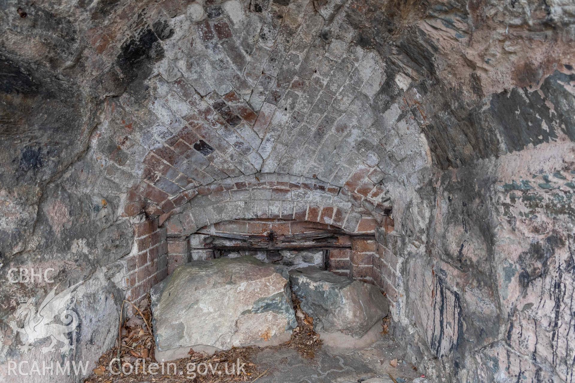 Lime Kiln, Pensarn Wharf. Southwest face. kiln eye and draw hole.