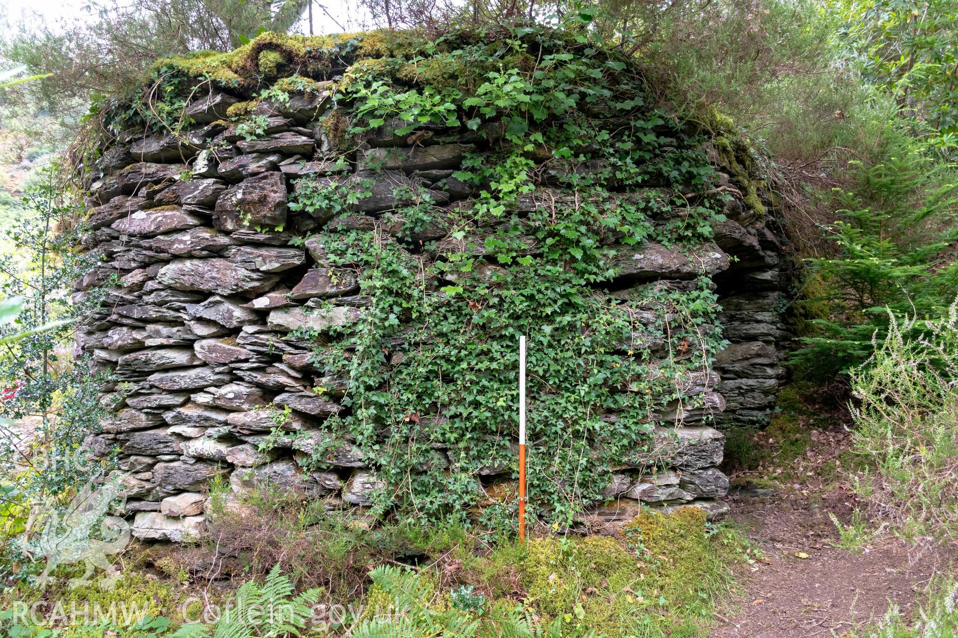 Lime Kiln, Coed y Garth. Curving east face and noth side (with scale)