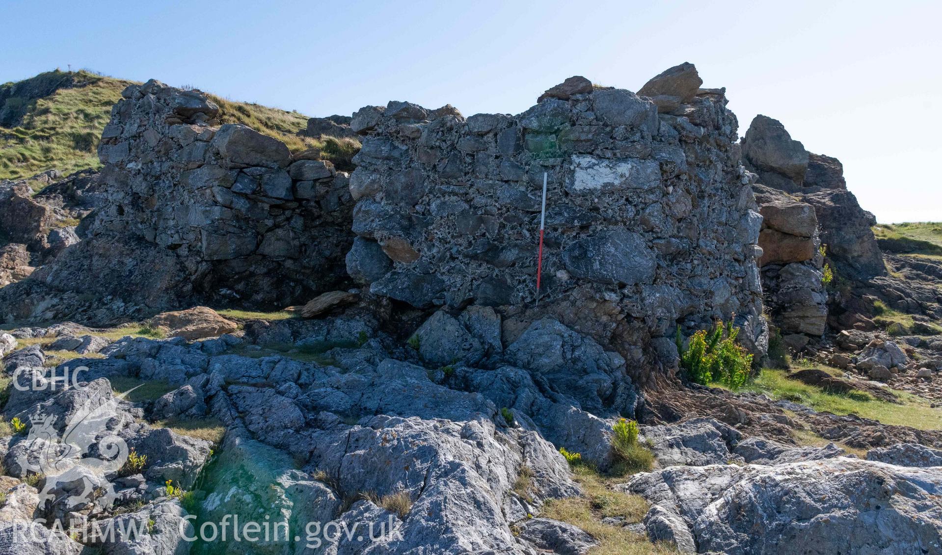 Lime Kiln, Llanbadrig Point. North and west faces of the kiln (with scale).