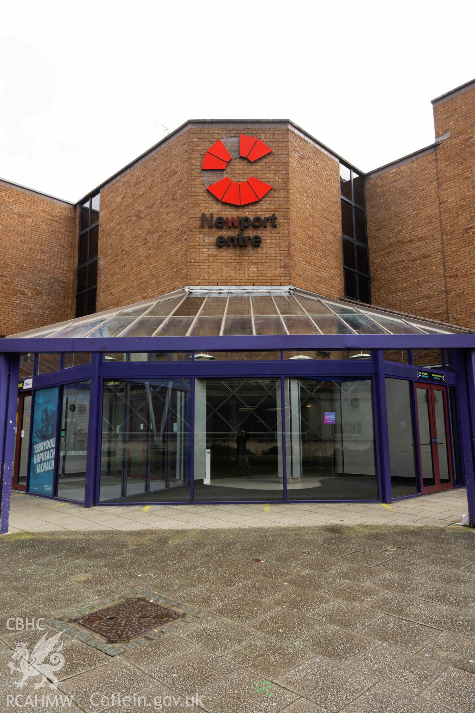 Main (west) entrance, portrait orientation. Newport Centre