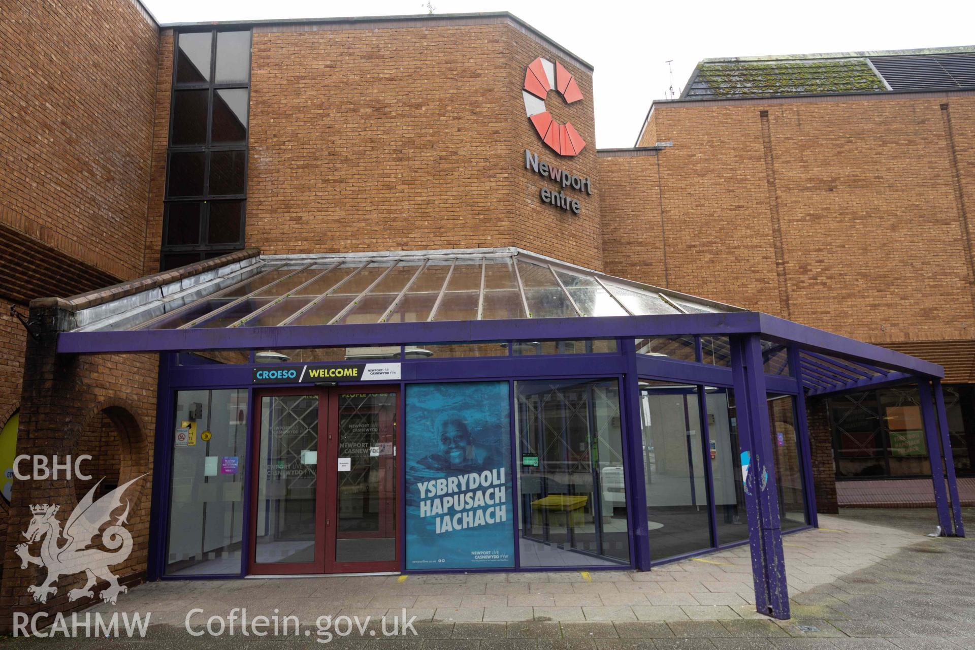 Main (west) entrance canopy. Newport Centre