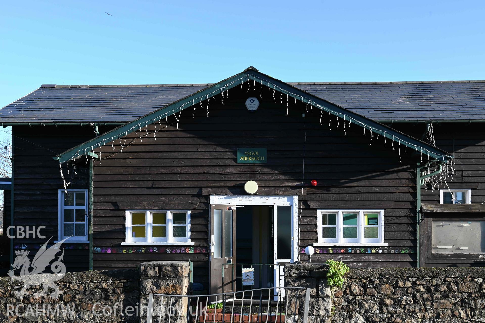 Front façade of Ysgol Abersoch from Lon Gwydryn looking north-east