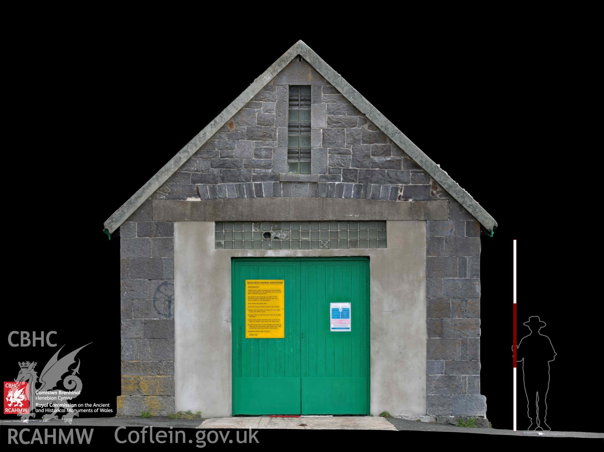 Old lifeboat station Solva, orthomosaic of the seaward (southwest) elevation. Scale is 3m.